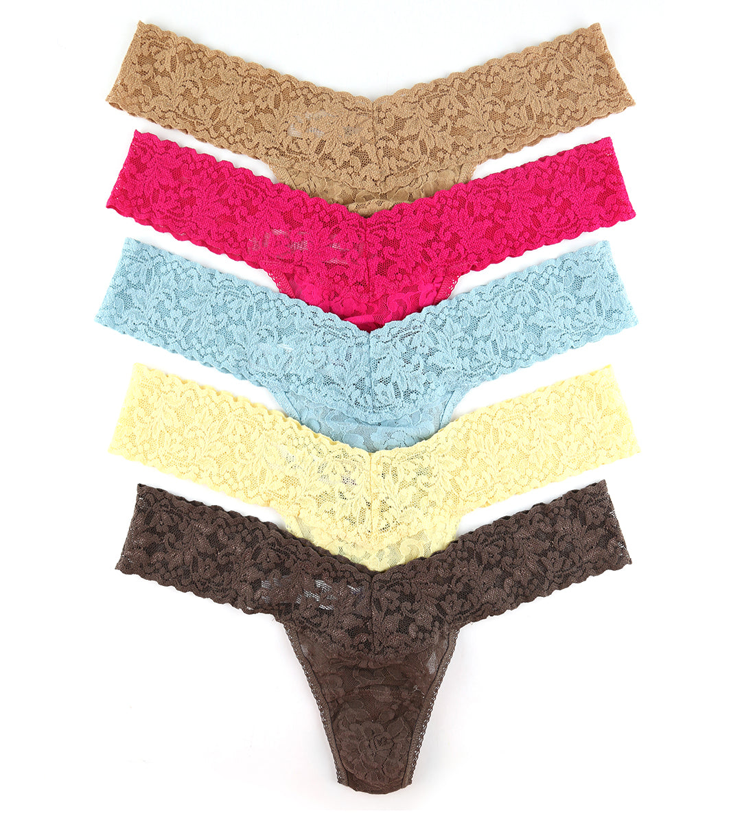 Hanky Panky 5-PACK Signature Lace Low Rise Thong (49115PK),Classics - Classics,One Size