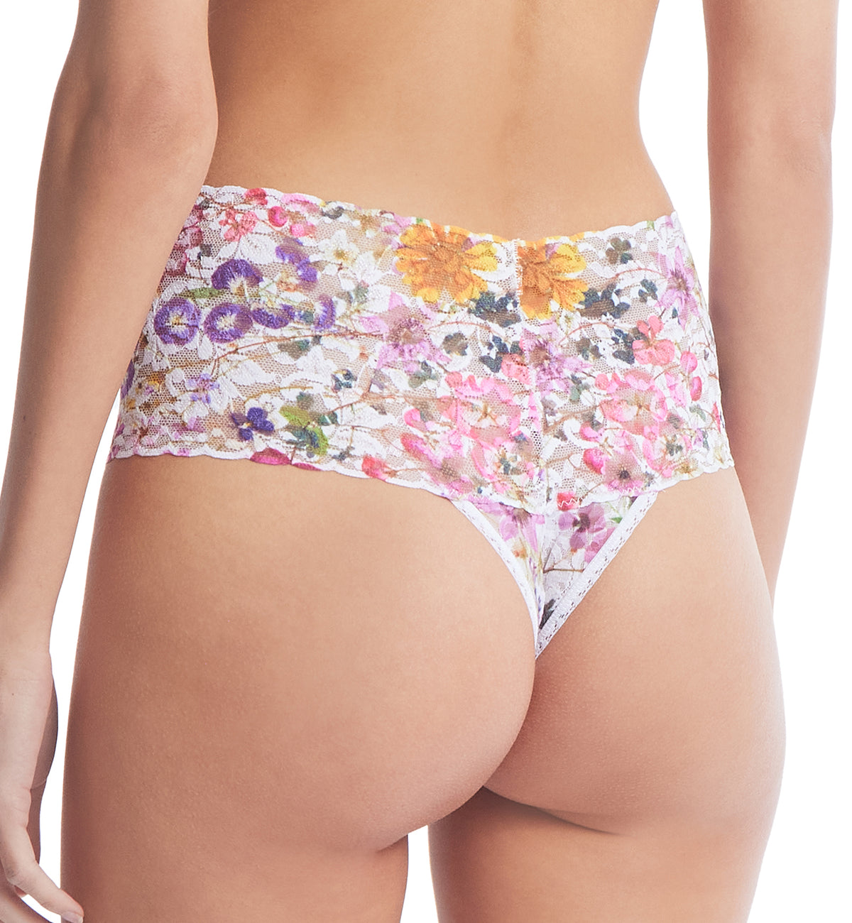 Hanky Panky Printed Retro Lace Thong (PR9K1926),Pressed Bouquet - Pressed Bouquet,One Size