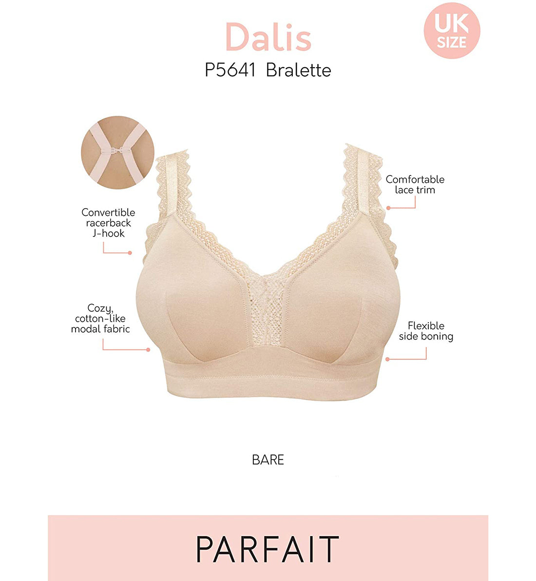 Parfait Dalis Soft Modal Bralette with J-Hook (5641),30D,Bare - Bare,30D