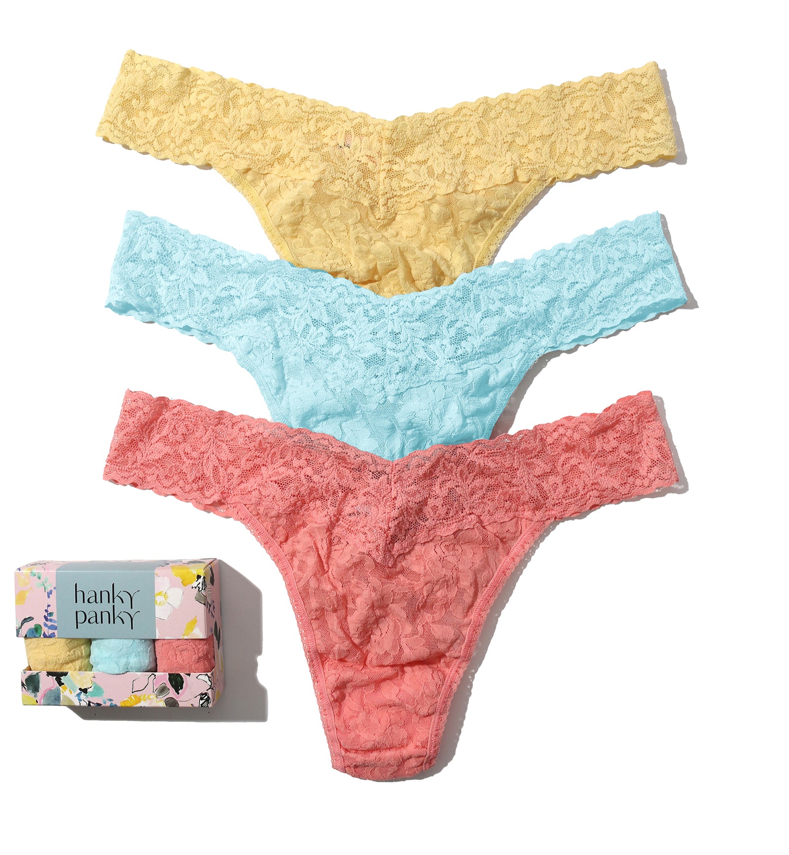 Hanky Panky 3-PACK Signature Lace Original Rise Thong PLUS (48113XPK),Cannes You Believe It - Cannes You Believe It,One Size