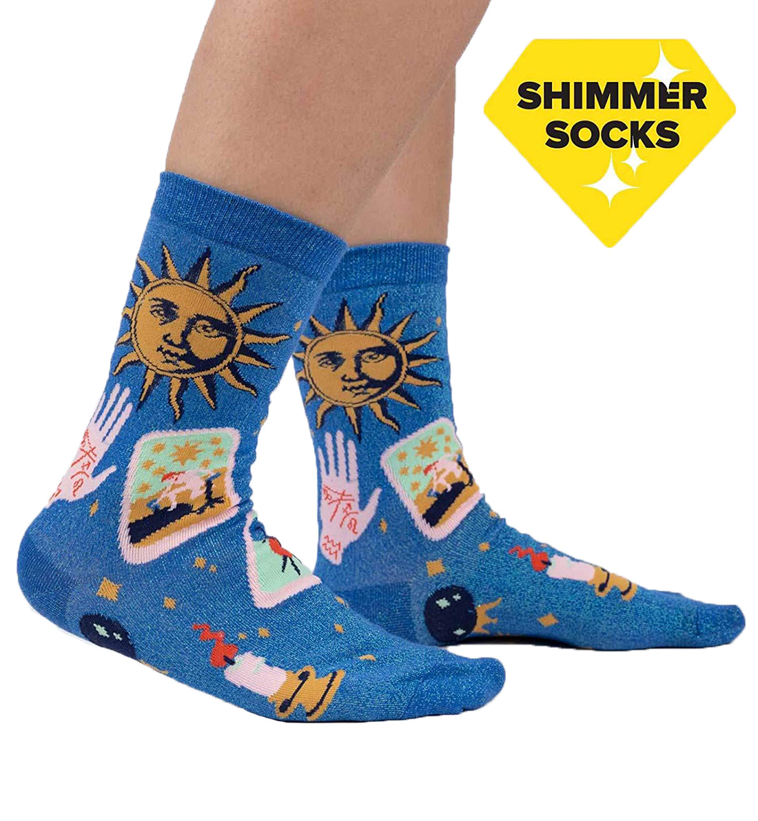 SOCK it to me Women's Crew Socks (W0289),It's In The Cards (Shimmer) - It's In The Cards -SHIMMER,One Size