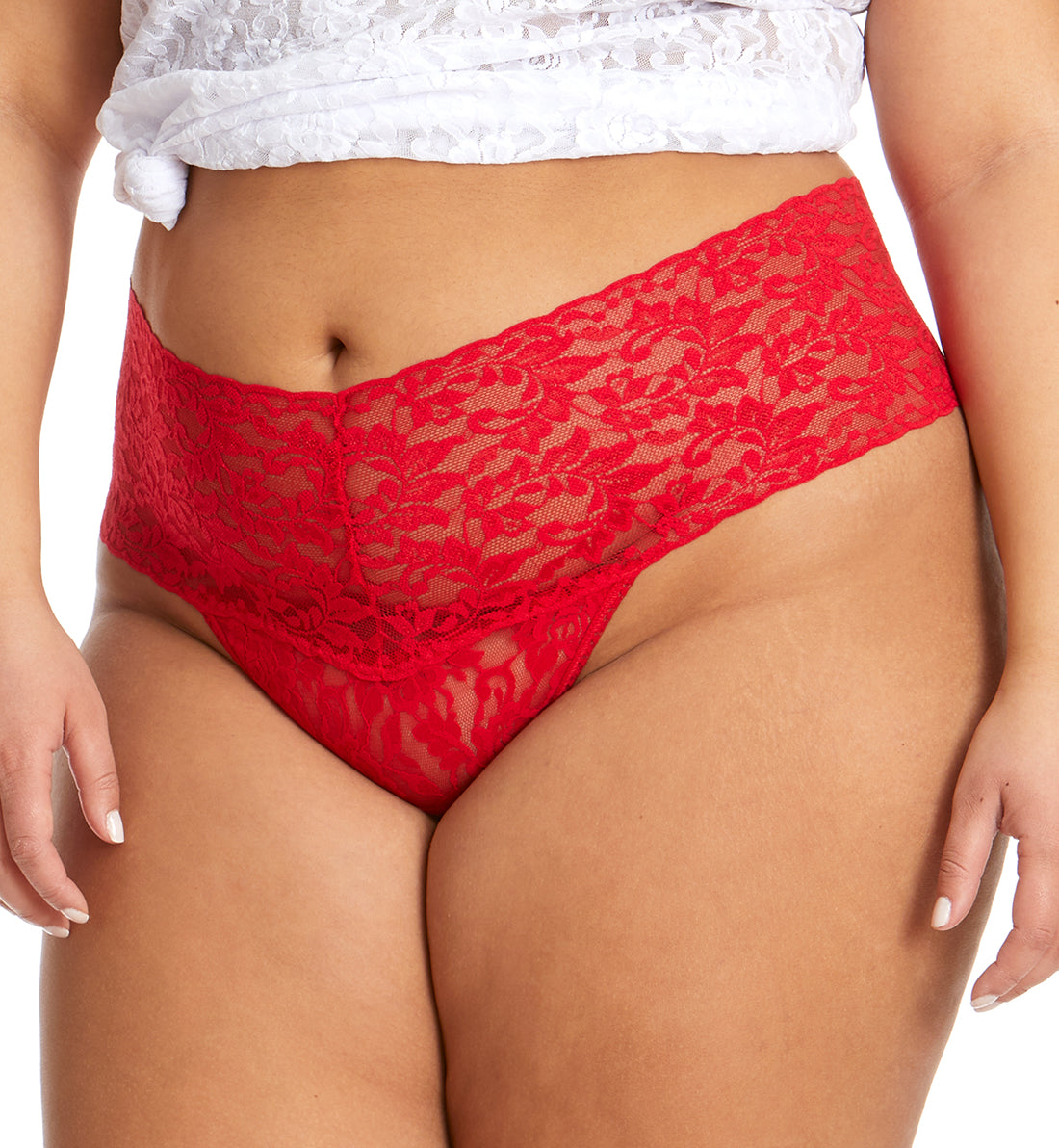 Hanky Panky Plus Size Retro Lace Thong (9K1926X),Red - Red,Plus Size