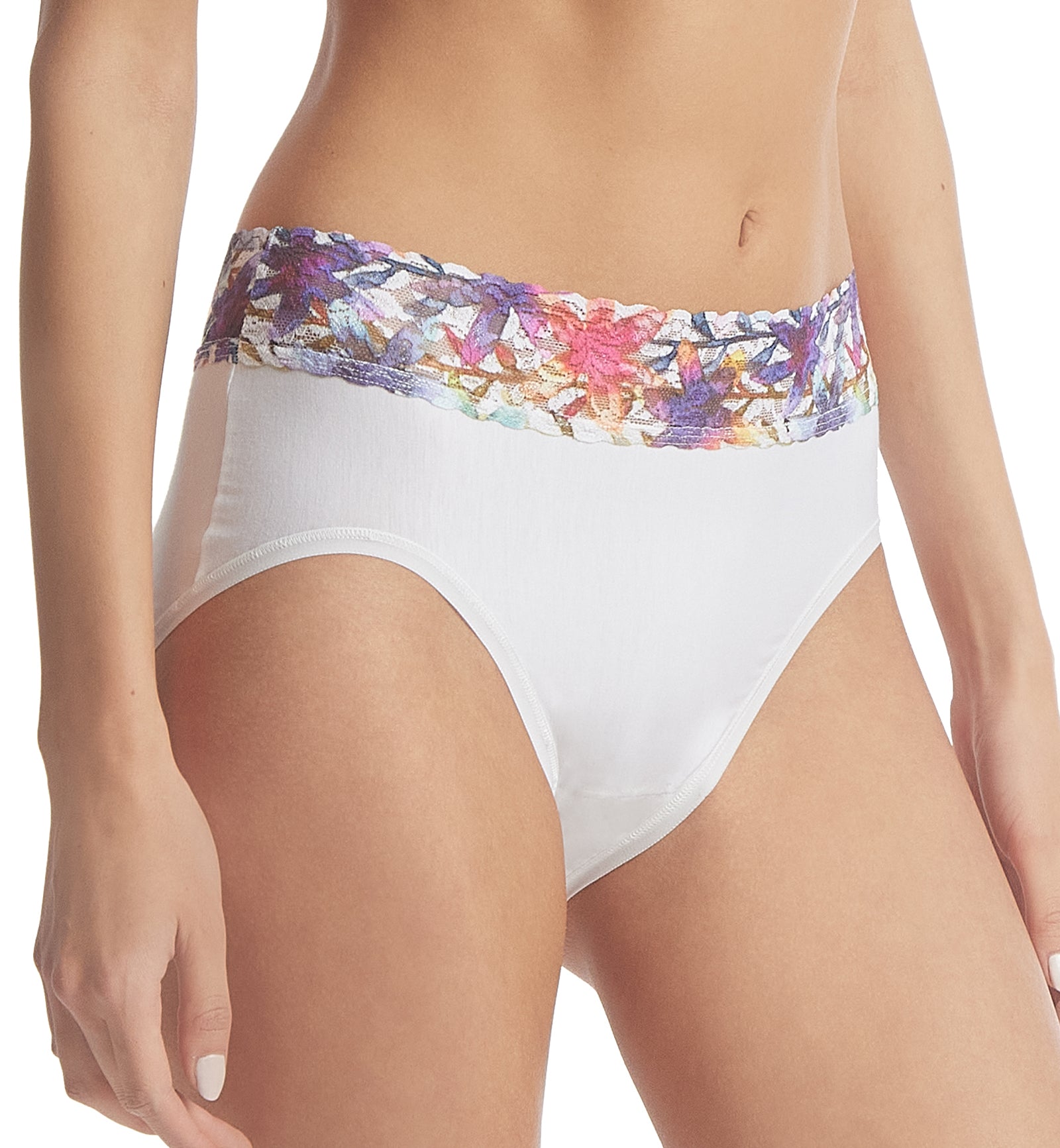 Hanky Panky Cotton-Spandex French Brief (892441),Small,White/Still Blooming - White/Still Blooming,Small