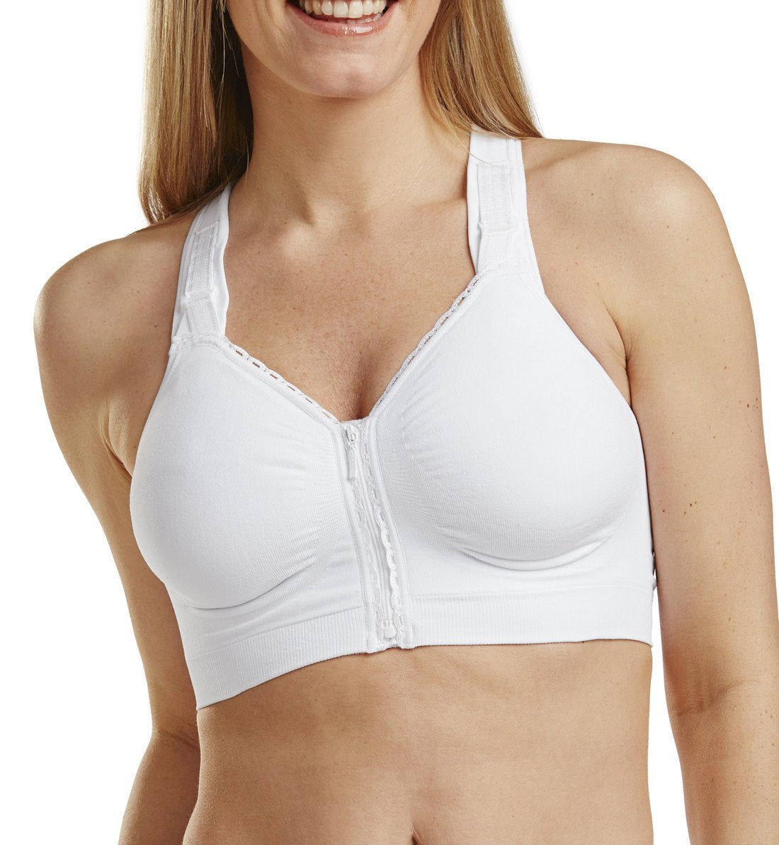 Carefix Ava Seamless Front Close Post-Op Surgical Bra (3444),LargeA-C,White - White,Large A - C Cups