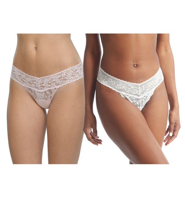 Hanky Panky Bridal I DO Shimmer & Signature Lace Low Rise Thong 2-PACK - Breakout Bras