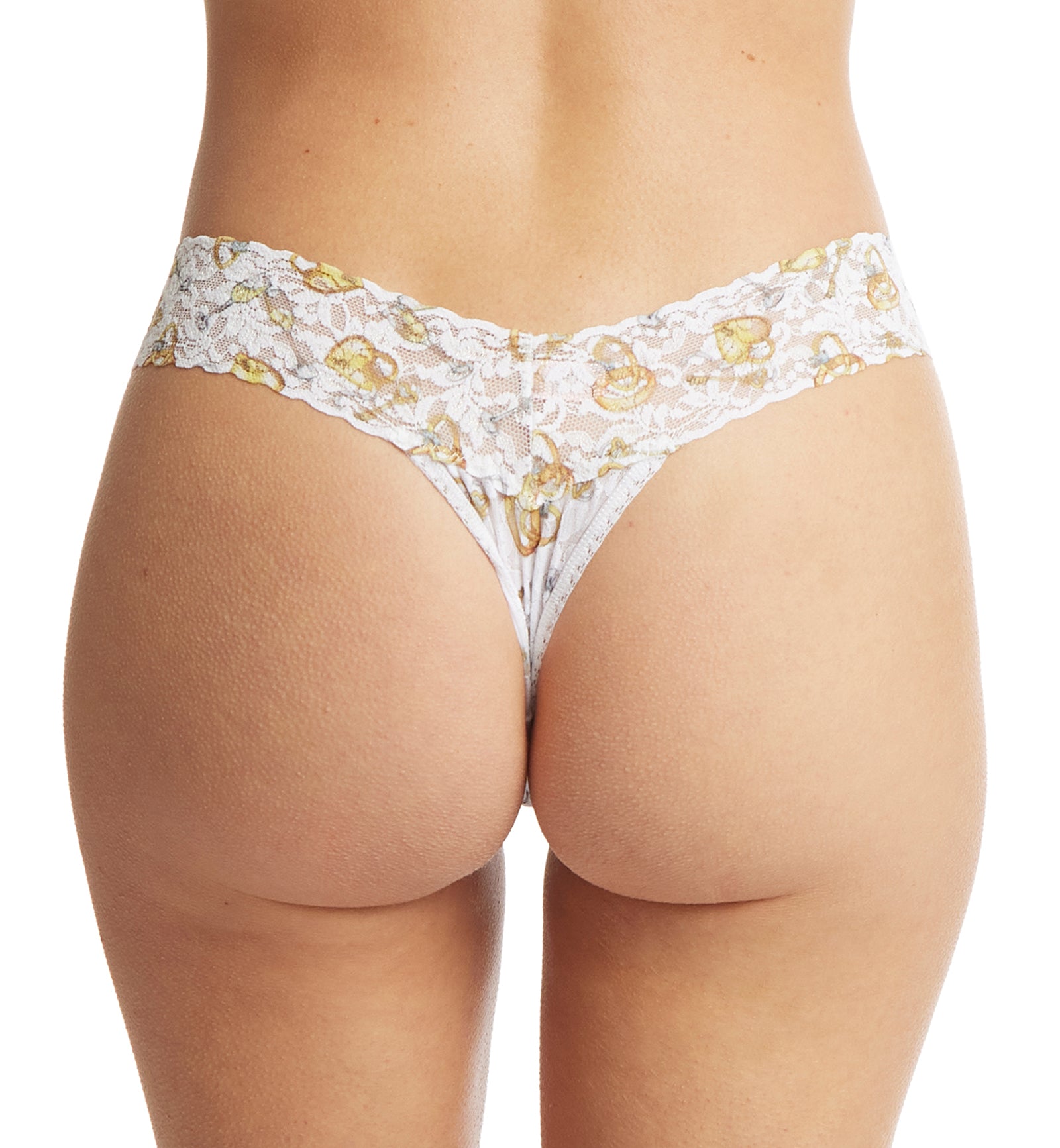 Hanky Panky Signature Lace Printed Low Rise Thong (PR4911P),Forever Gold - Forever Gold,One Size