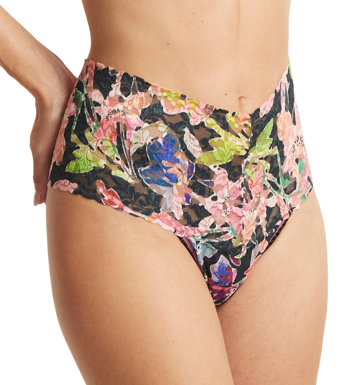 Hanky Panky Printed Retro Lace Thong (PR9K1926),Unapologetic - Unapologetic,One Size