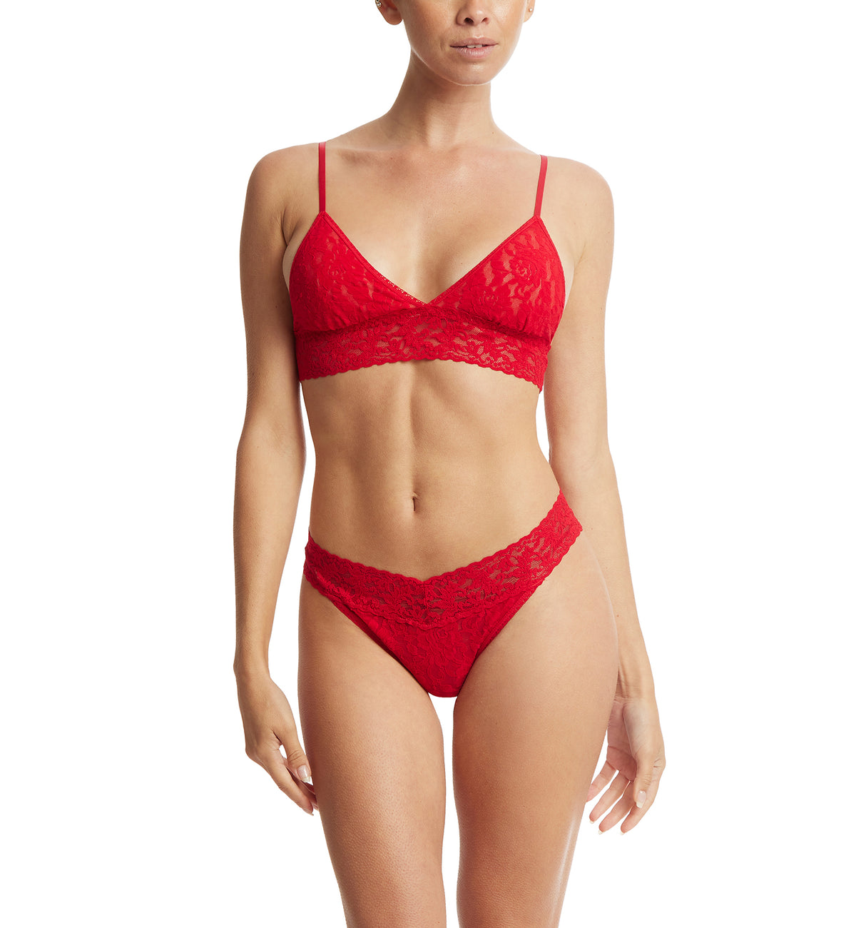 Hanky Panky Signature Lace Padded Triangle Bralette (487004),XS,Red - Red,XS