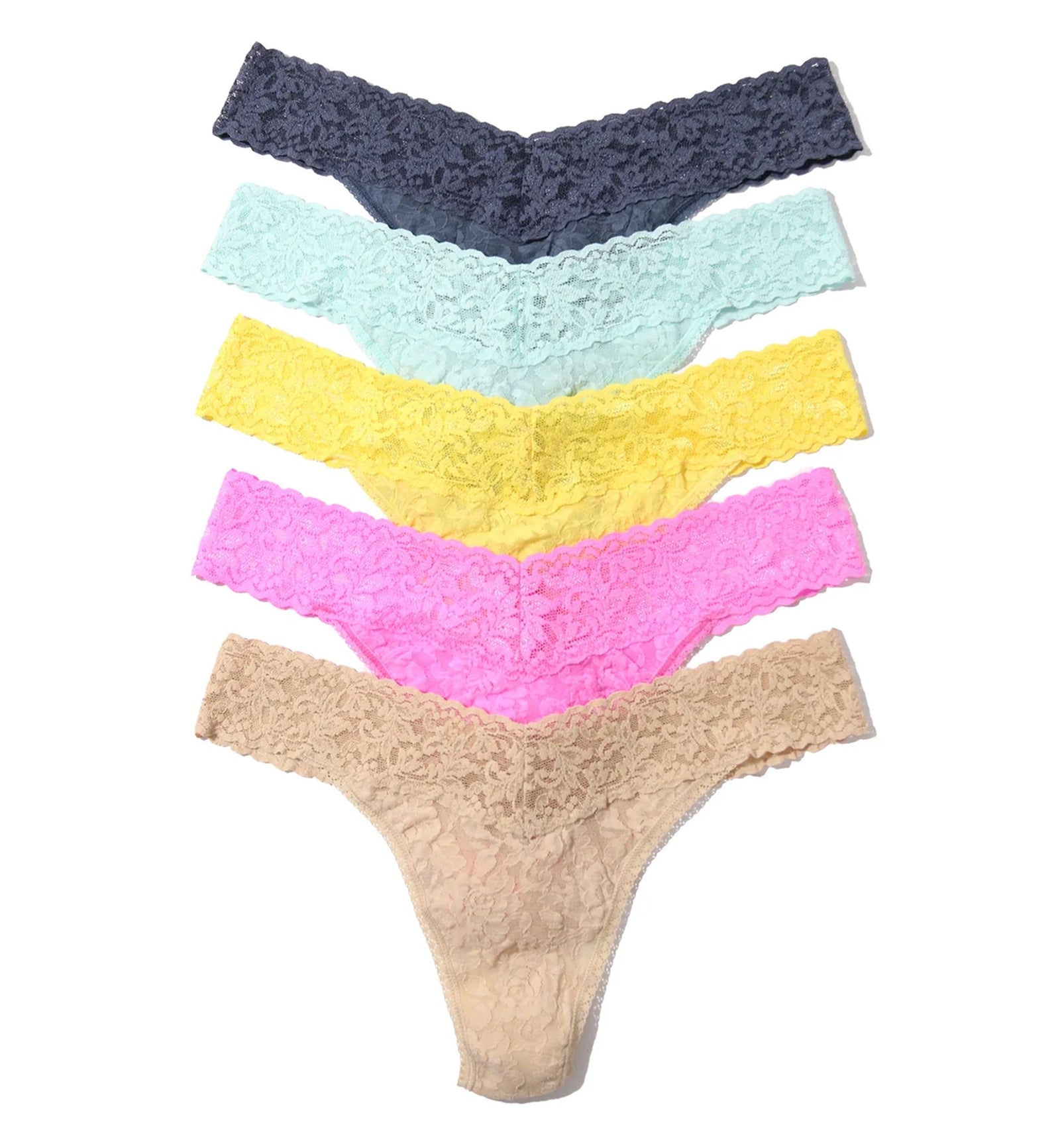 Hanky Panky 5-PACK Signature Lace Original Rise Thong (48115PK),Cannes You Believe It - Cannes You Believe It,One Size
