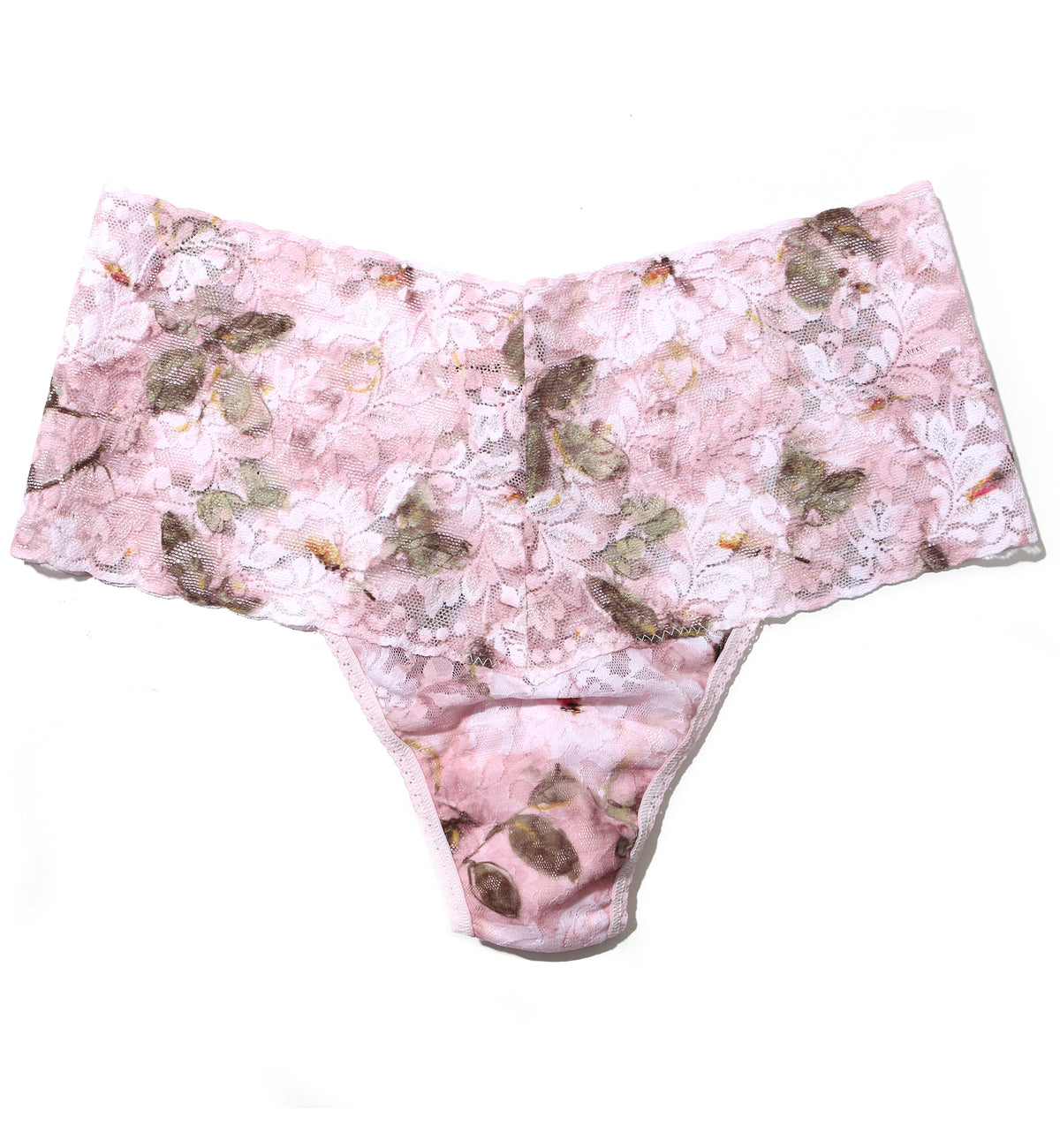 Hanky Panky Printed Retro Lace Thong (PR9K1926),Antique Lily - Antique Lily,One Size