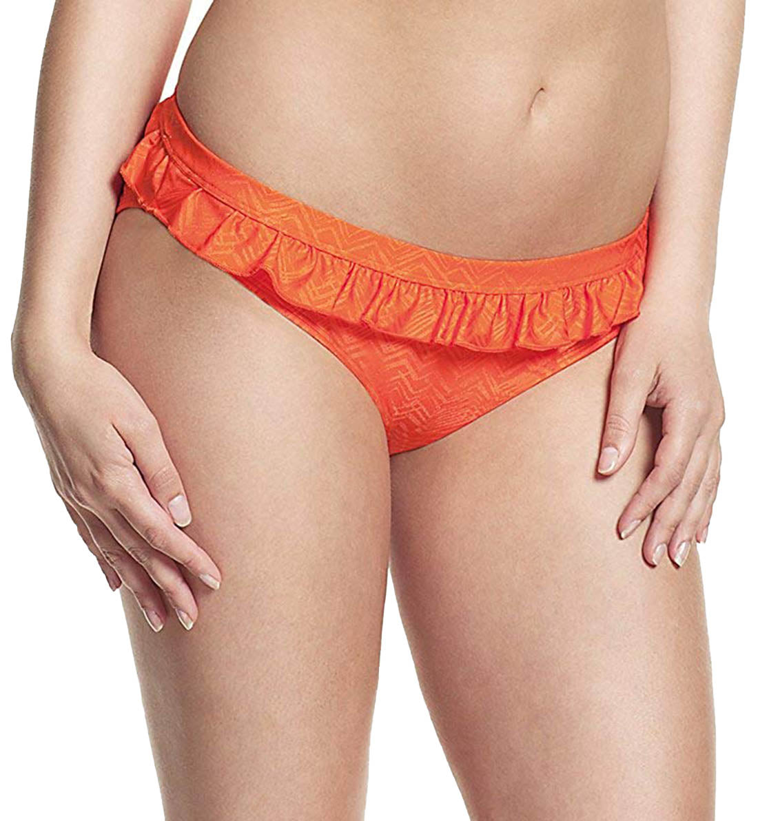 Cleo by Panache Rita Frill Bikini Brief (CW0129),XS,Orange Print - Orange Print,XS