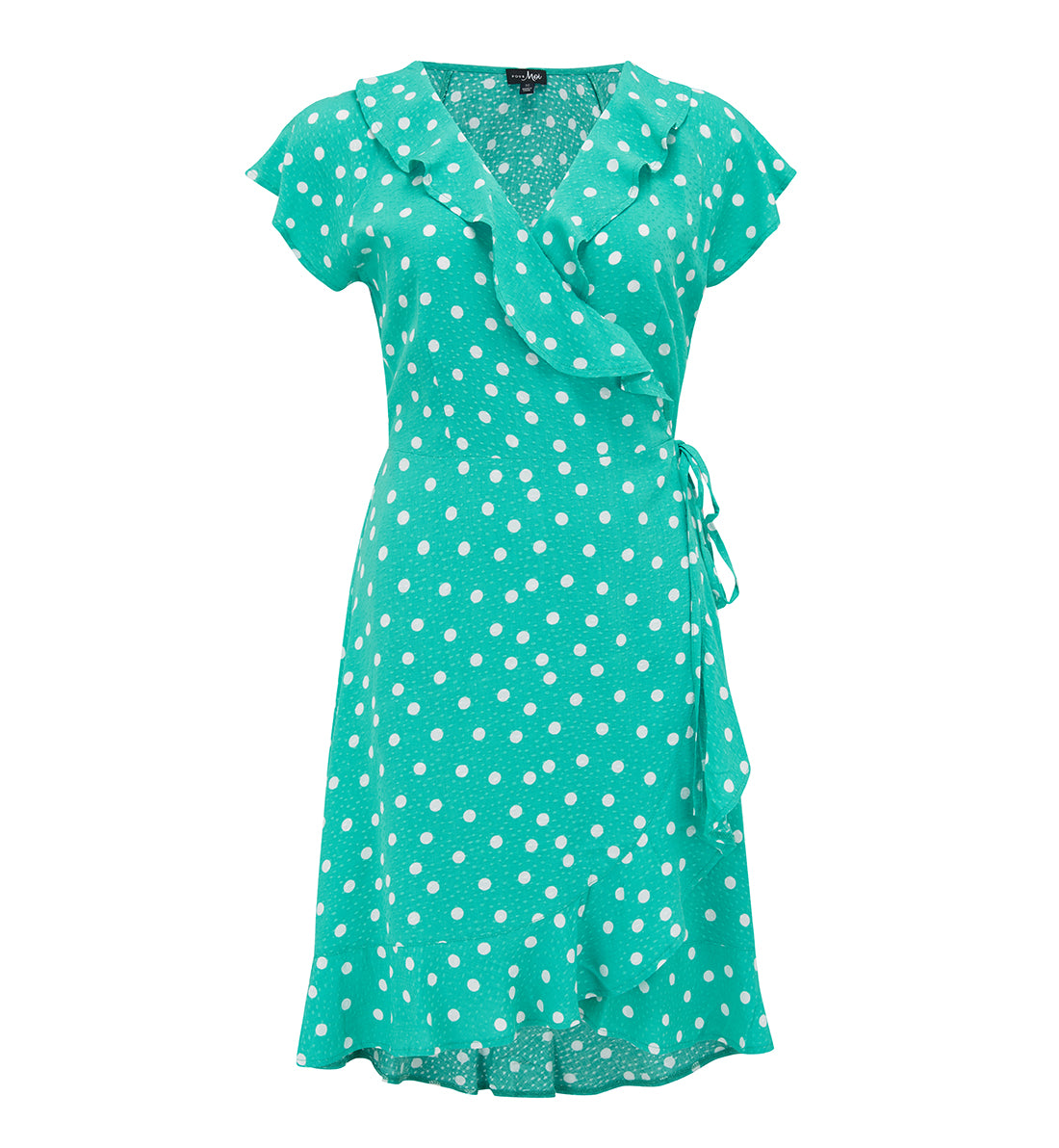 Pour Moi Frill Wrap Beach Dress (91020),XS,Green/White - Green/White,XS