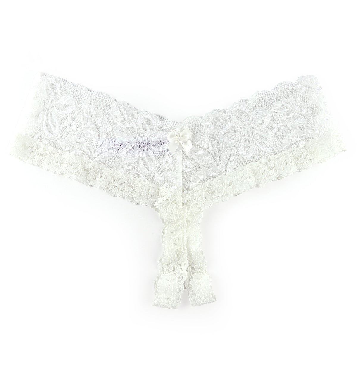 Hanky Panky Victoria Lace Crotchless Thong (941031),Petite/Small,Light Ivory - Light Ivory,Petite/Small