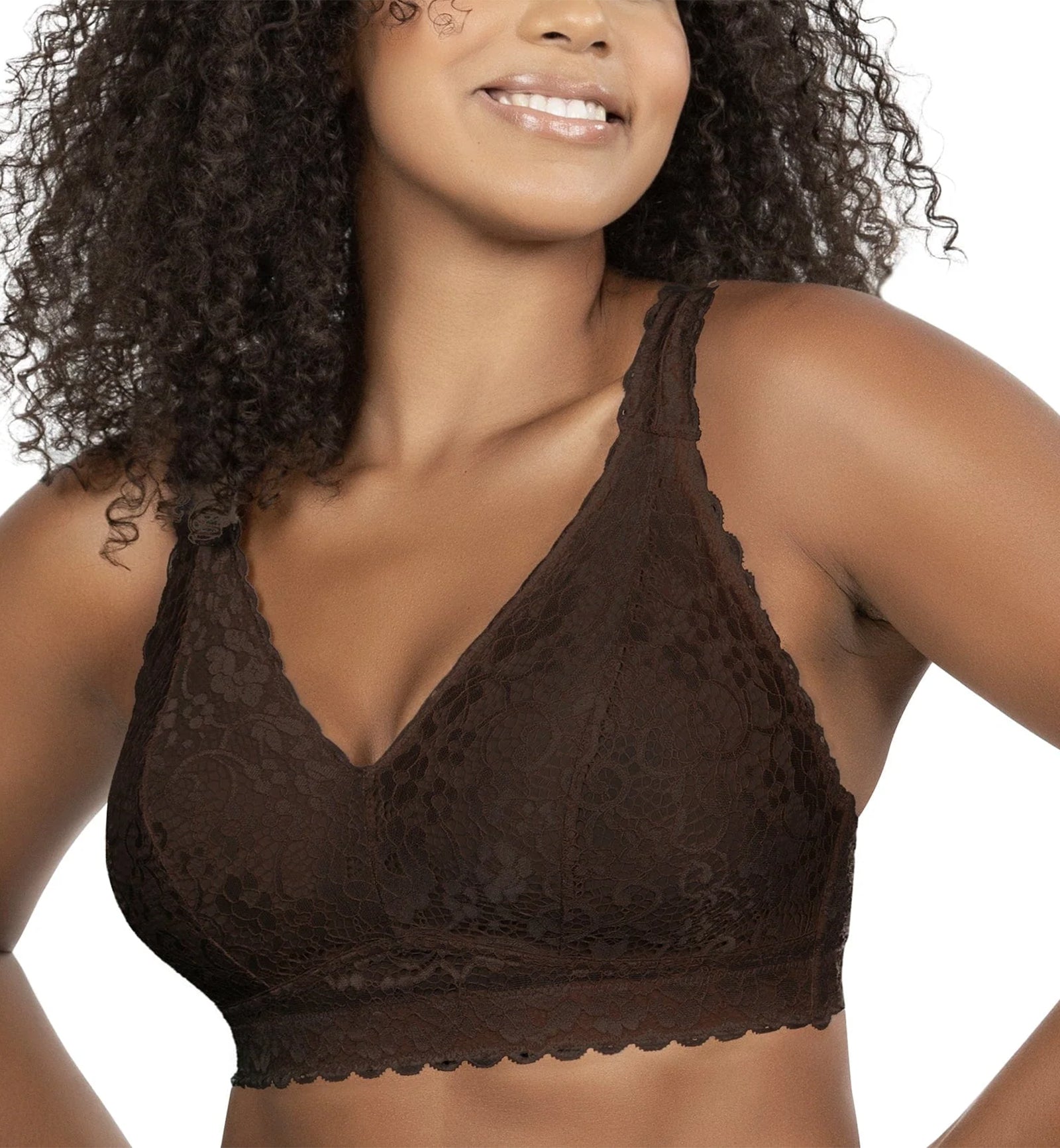 Parfait Adriana Banded Stretch Lace Wireless Bralette (P5482),30D,Deep Nude - Deep Nude,30D