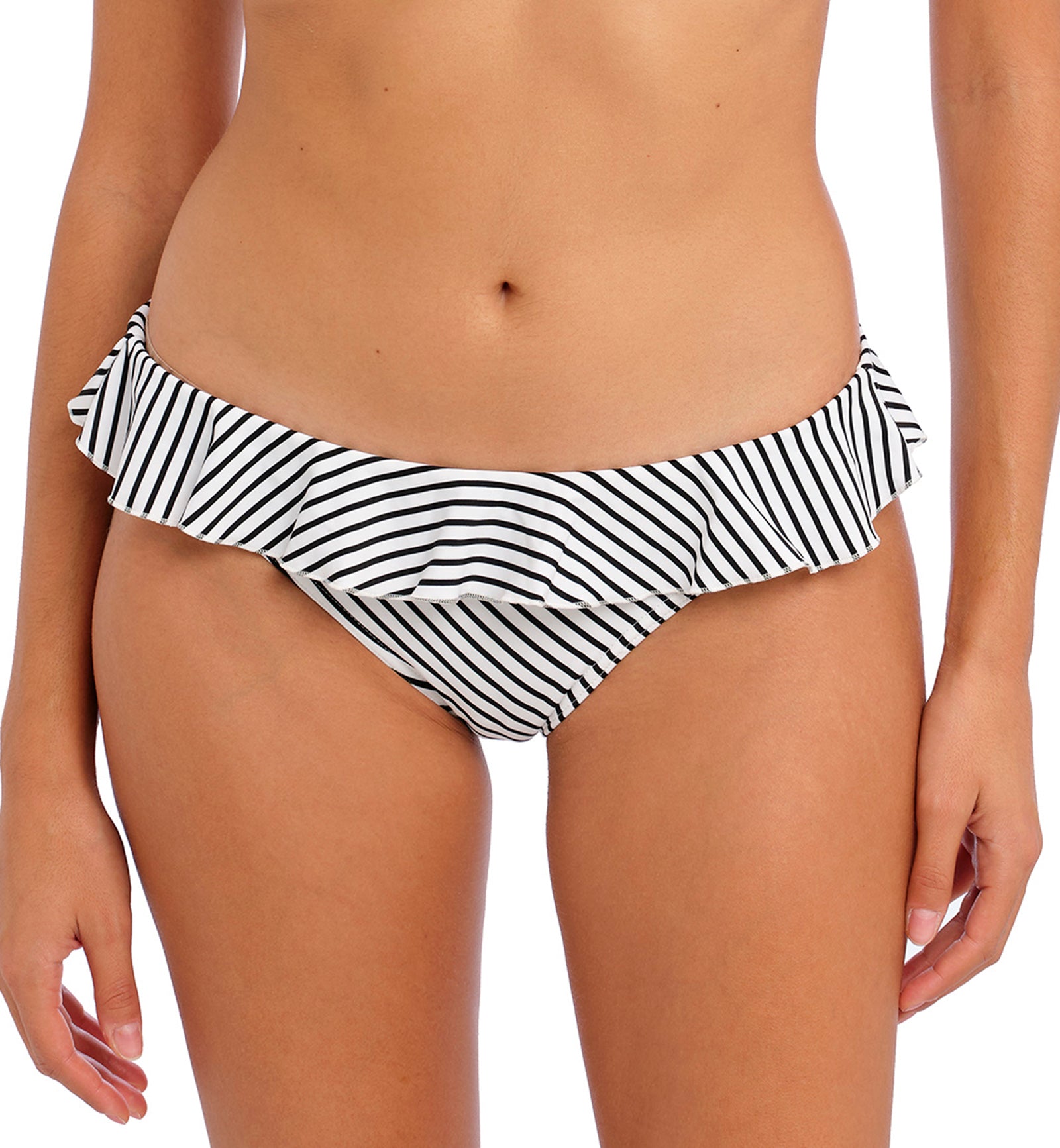 Freya Jewel Cove Italini with Frill Swim Brief (7235),XS,Stripe Black - Stripe Black,XS