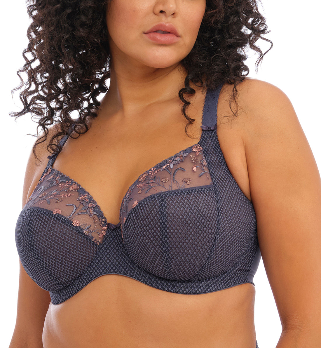 Elomi Charley Banded Plunge Underwire Bra (4380),32GG,Storm - Storm,32GG