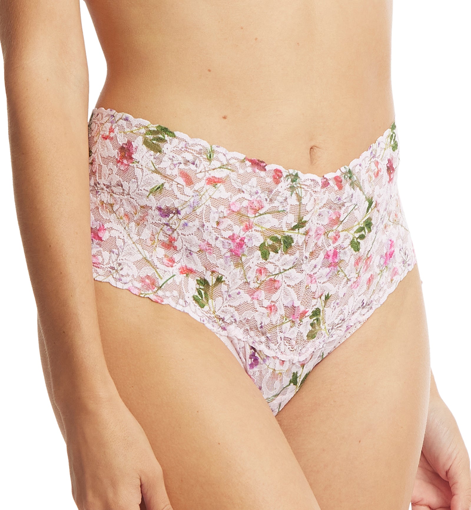 Hanky Panky Printed Retro Lace Thong (PR9K1926),Rise and Vines - Rise and Vines,One Size