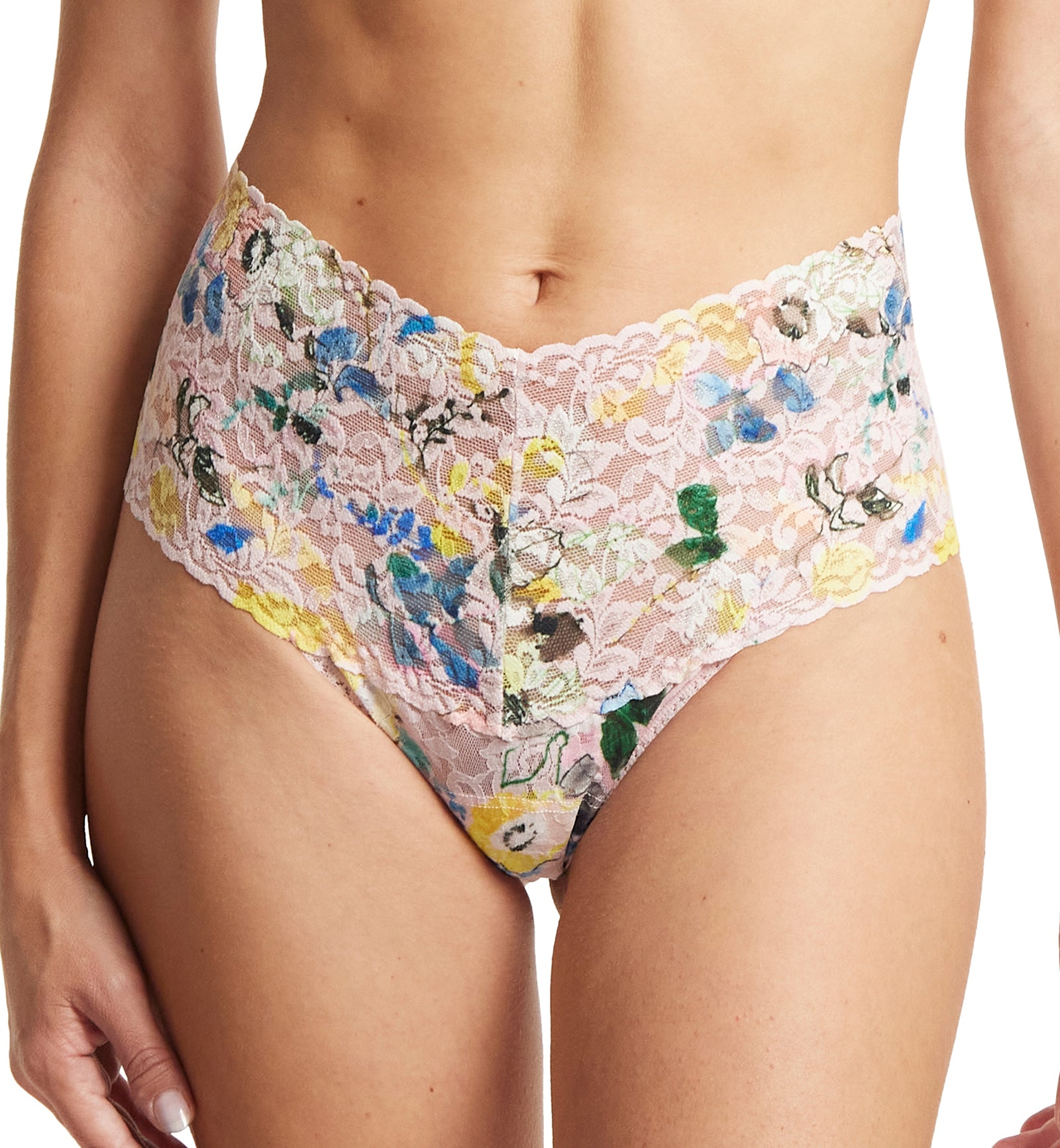 Hanky Panky High-Waist Retro Lace Printed Thong (PR9K1926),Cannes You Believe It - Cannes You Believe It,One Size