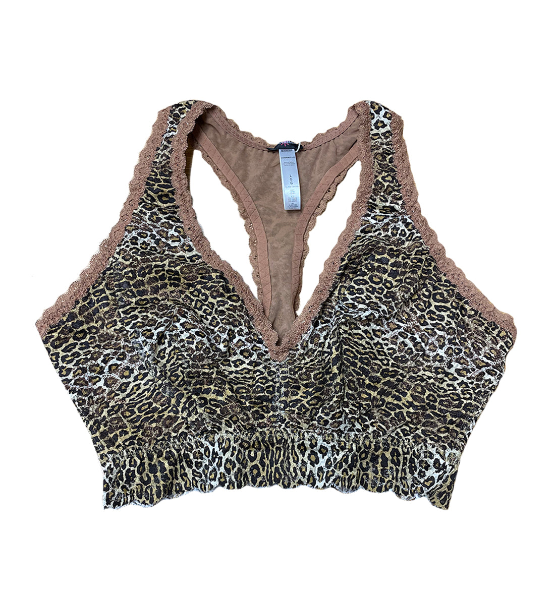 Cosabella Never Say Never Printed CURVY Racie Racerback Bralette (NEVEP1355),XS,Neutral Leopard - Neutral Leopard,XS