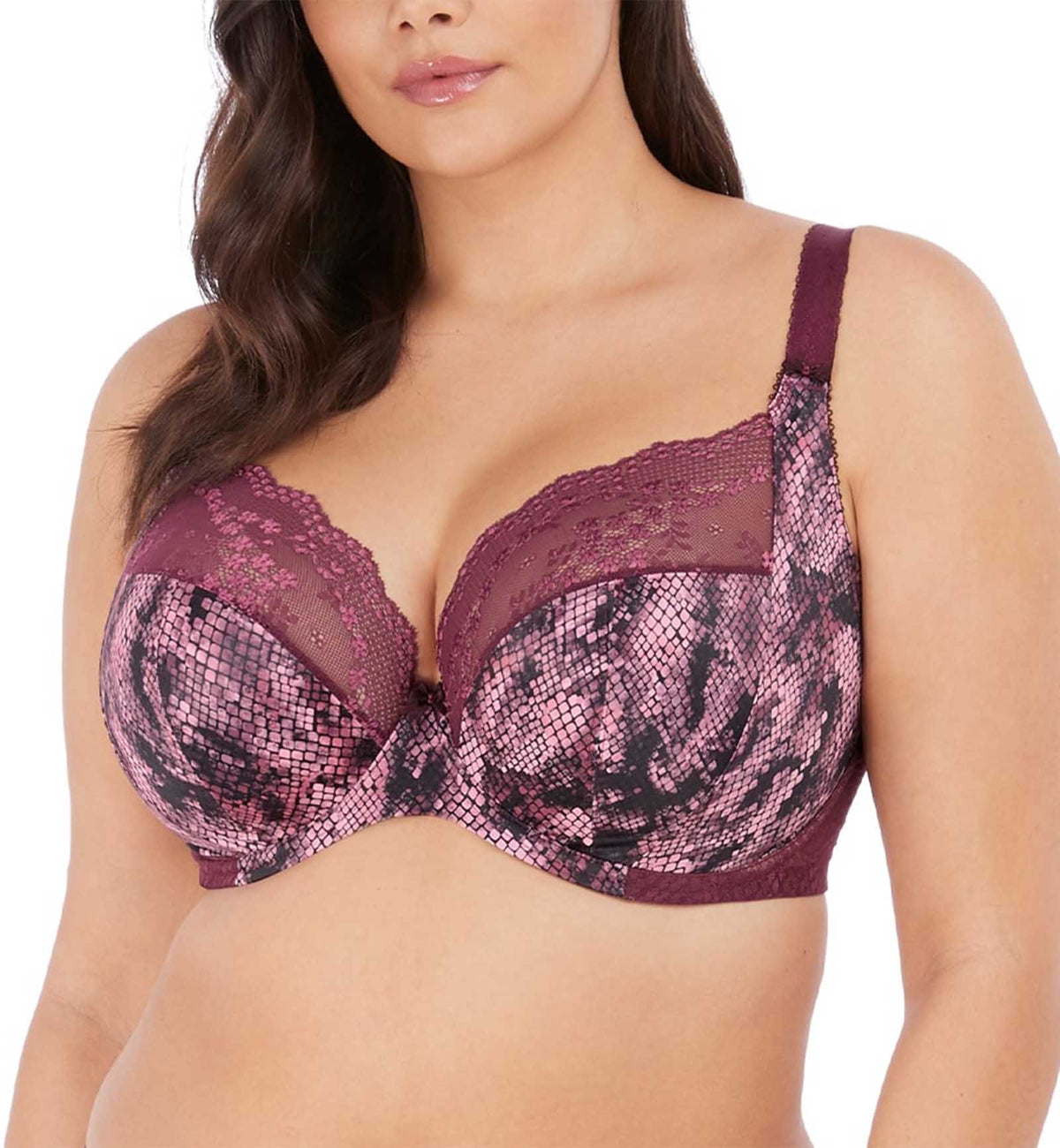 Elomi Lucie Banded Stretch Lace Plunge Underwire Bra (4490),32GG,Mambo - Mambo,32GG