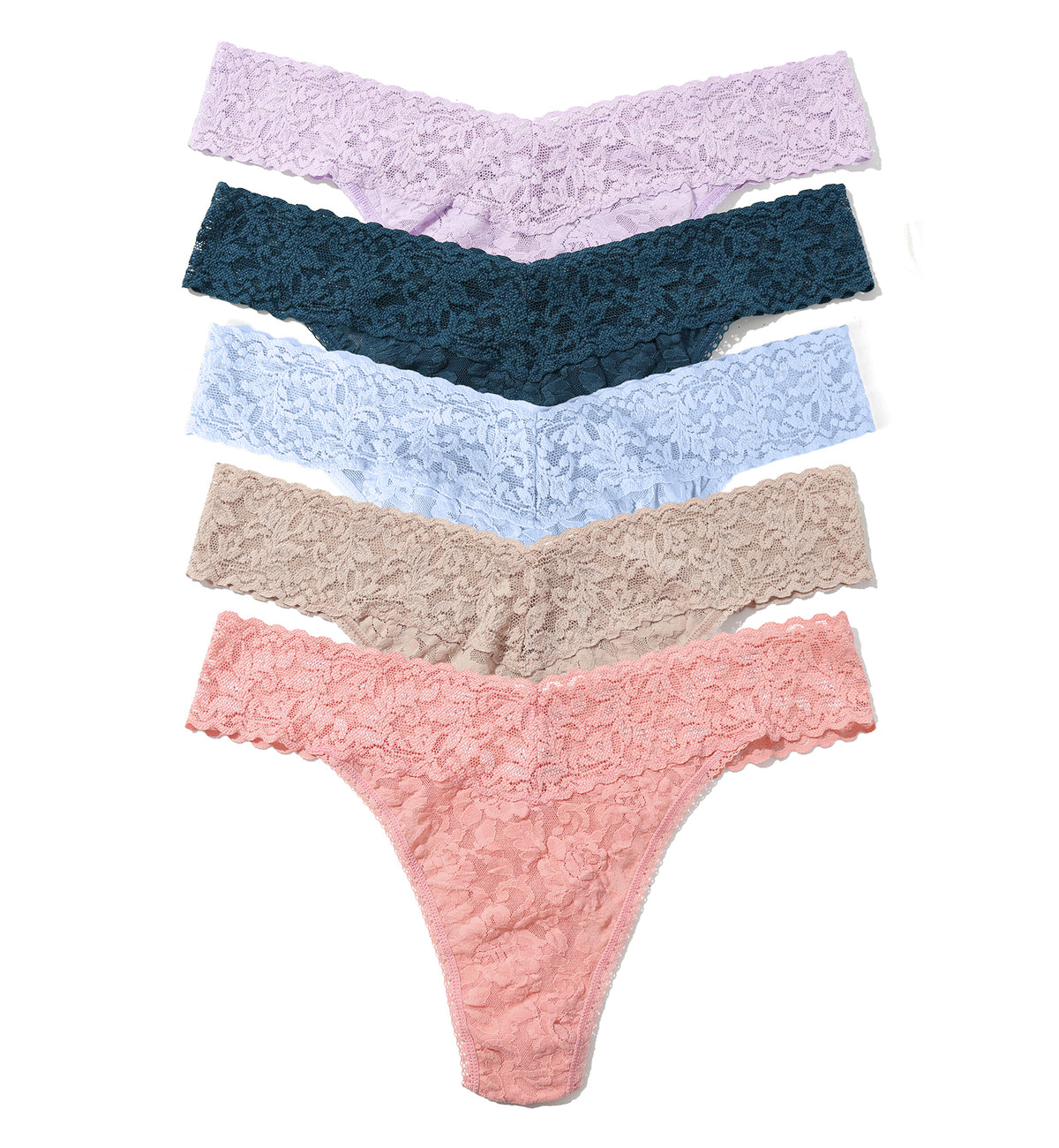 Hanky Panky 5-PACK Signature Lace Original Rise Thong (48115PK),Everlasting - Everlasting,One Size
