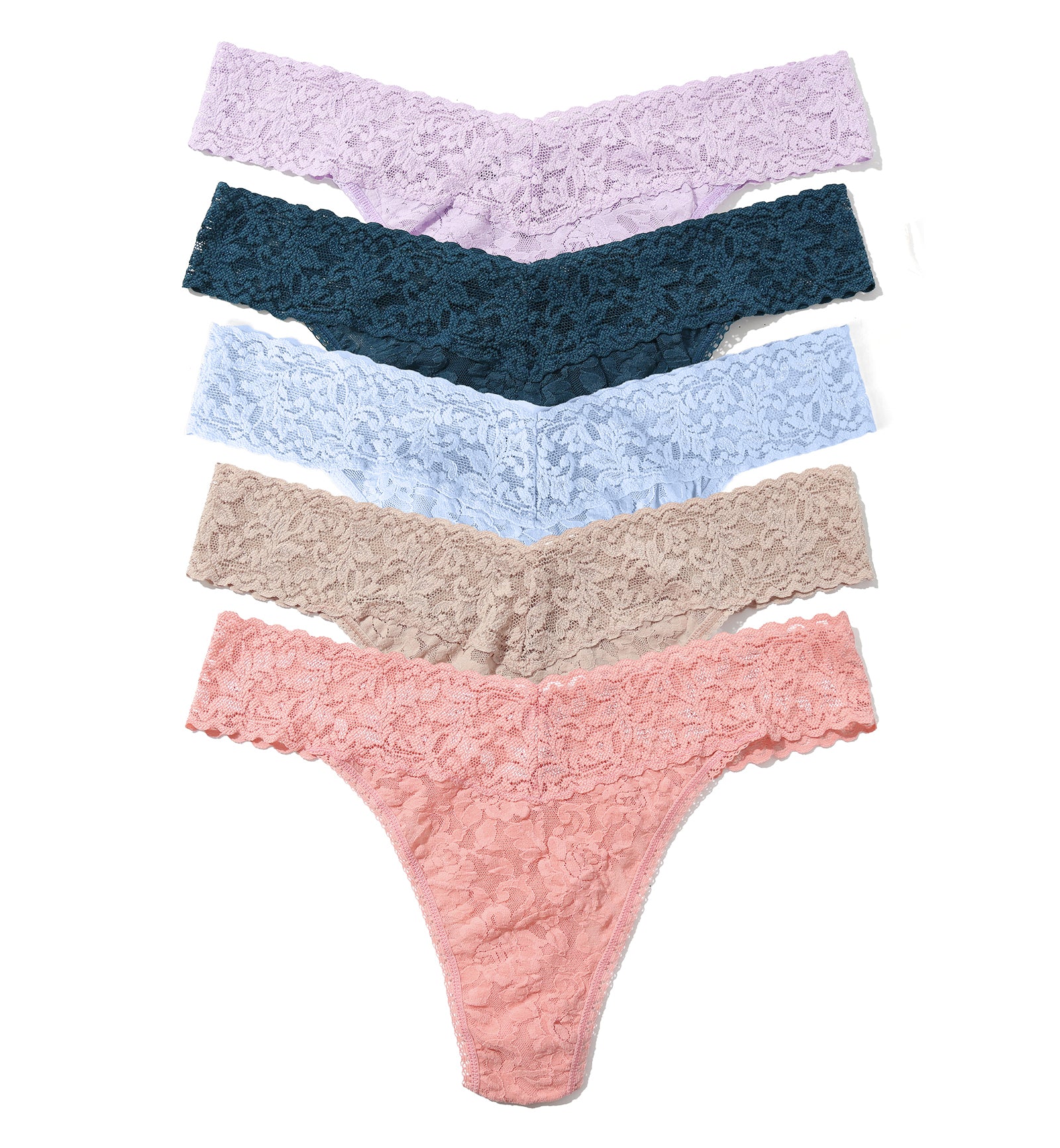 Hanky Panky 5-PACK Signature Lace Original Rise Thong (48115PK),Everlasting - Everlasting,One Size