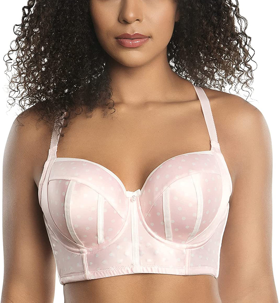 Parfait Charlotte Padded Underwire Longline Bra (6977),32D,Petal Pink Dot - Petal Pink Dot,32D