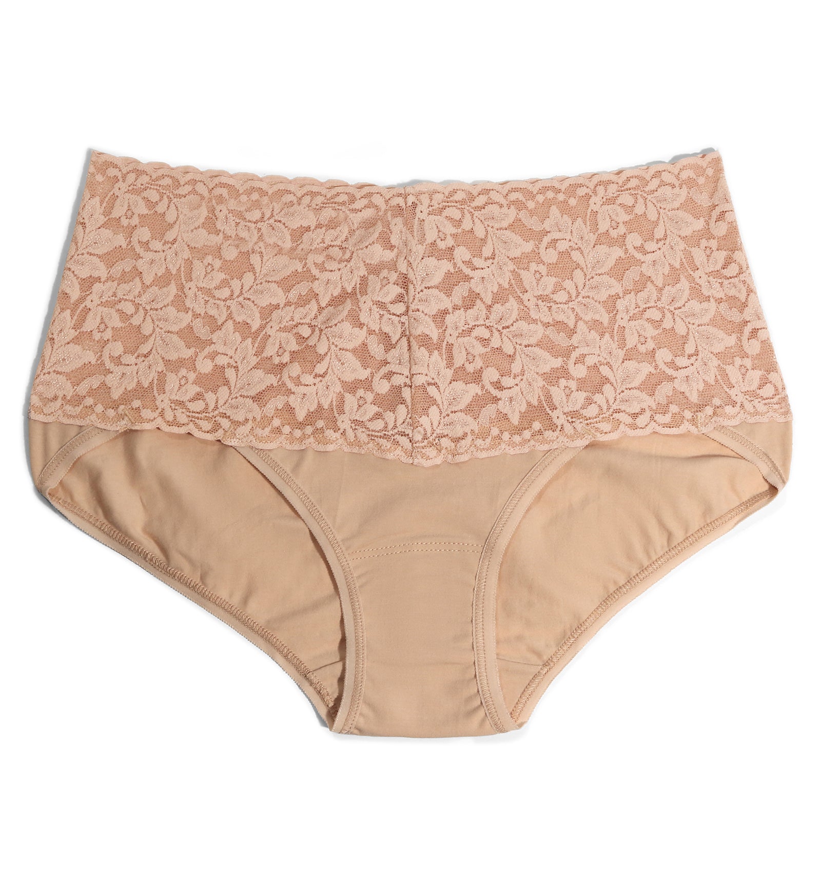 Hanky Panky Cotton Retro V-Kini with Lace (892124),Small,Chai - Chai,Small