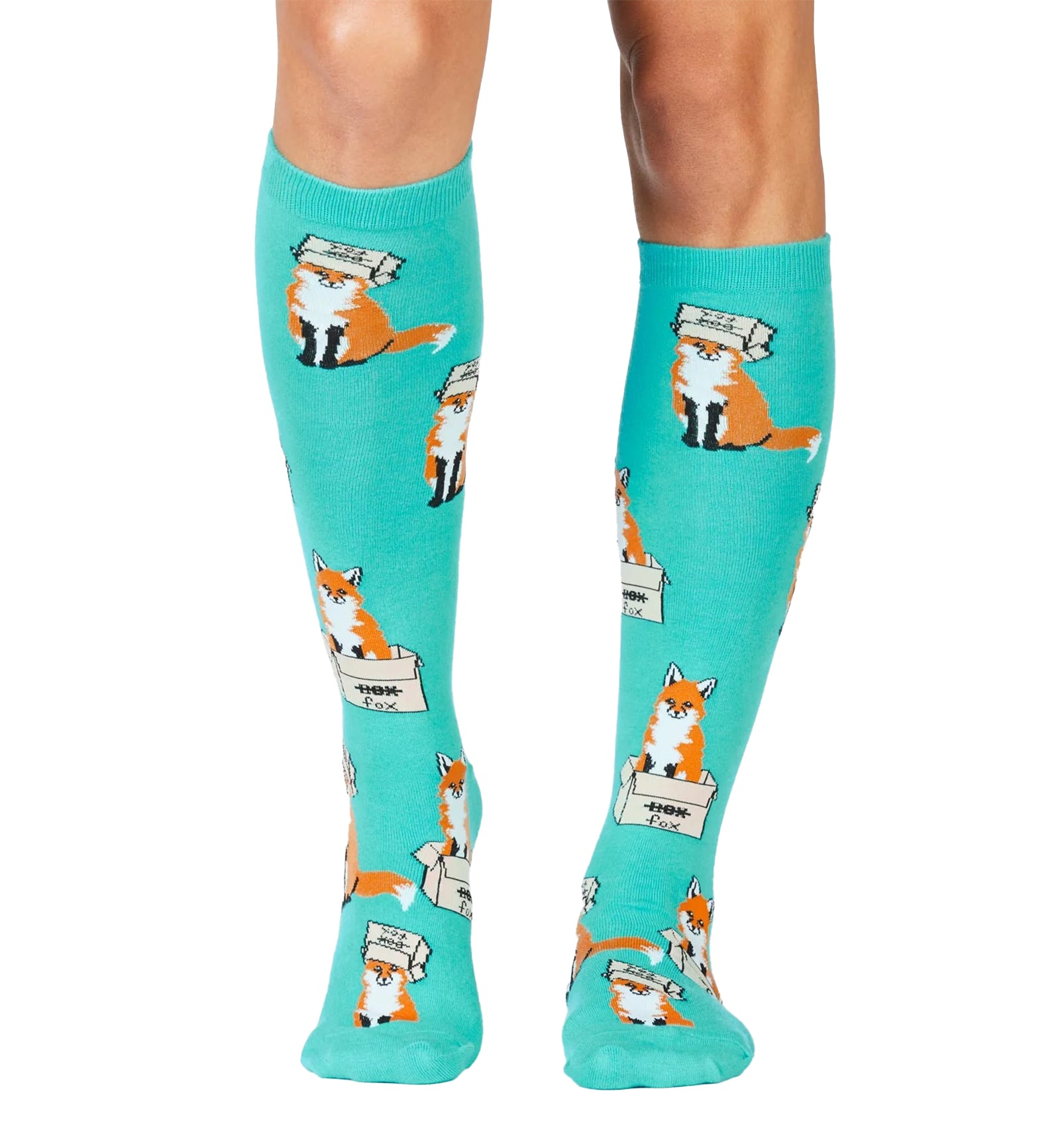 SOCK it to me Unisex Knee High Socks (f0401), Foxes in Boxes - Foxes in Boxes,One Size