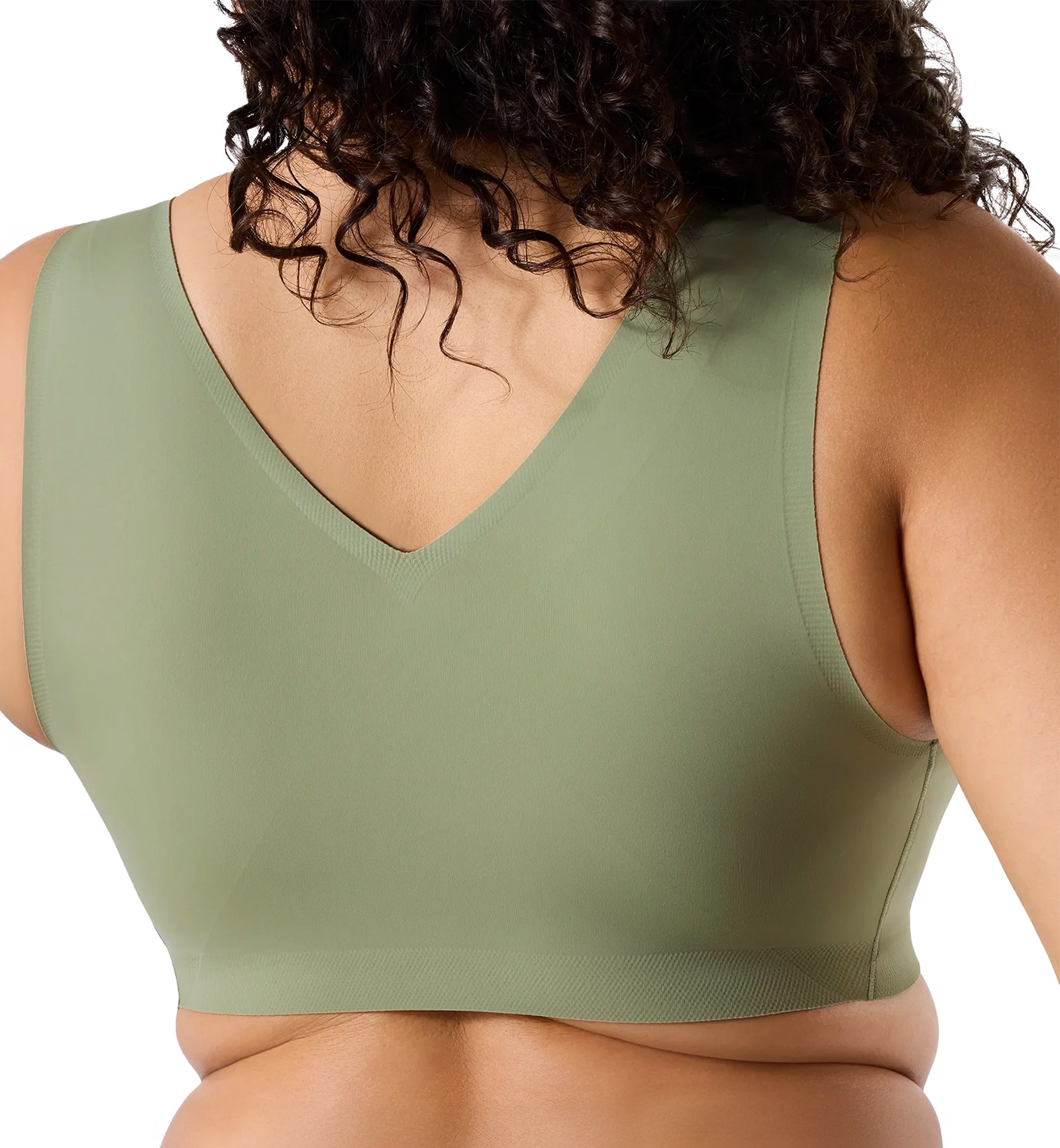 Evelyn & Bobbie DEFY V-Neck Bralette w/ Removable Pads (1833),Small,Matcha - Matcha,Small
