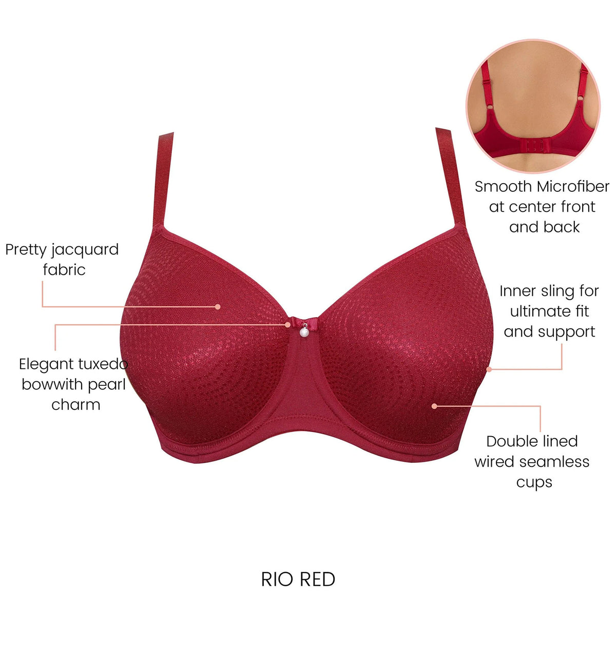 Parfait Pearl Seamless Minimizer Underwire Bra (P60921),30D,Rio Red - Rio Red,30D