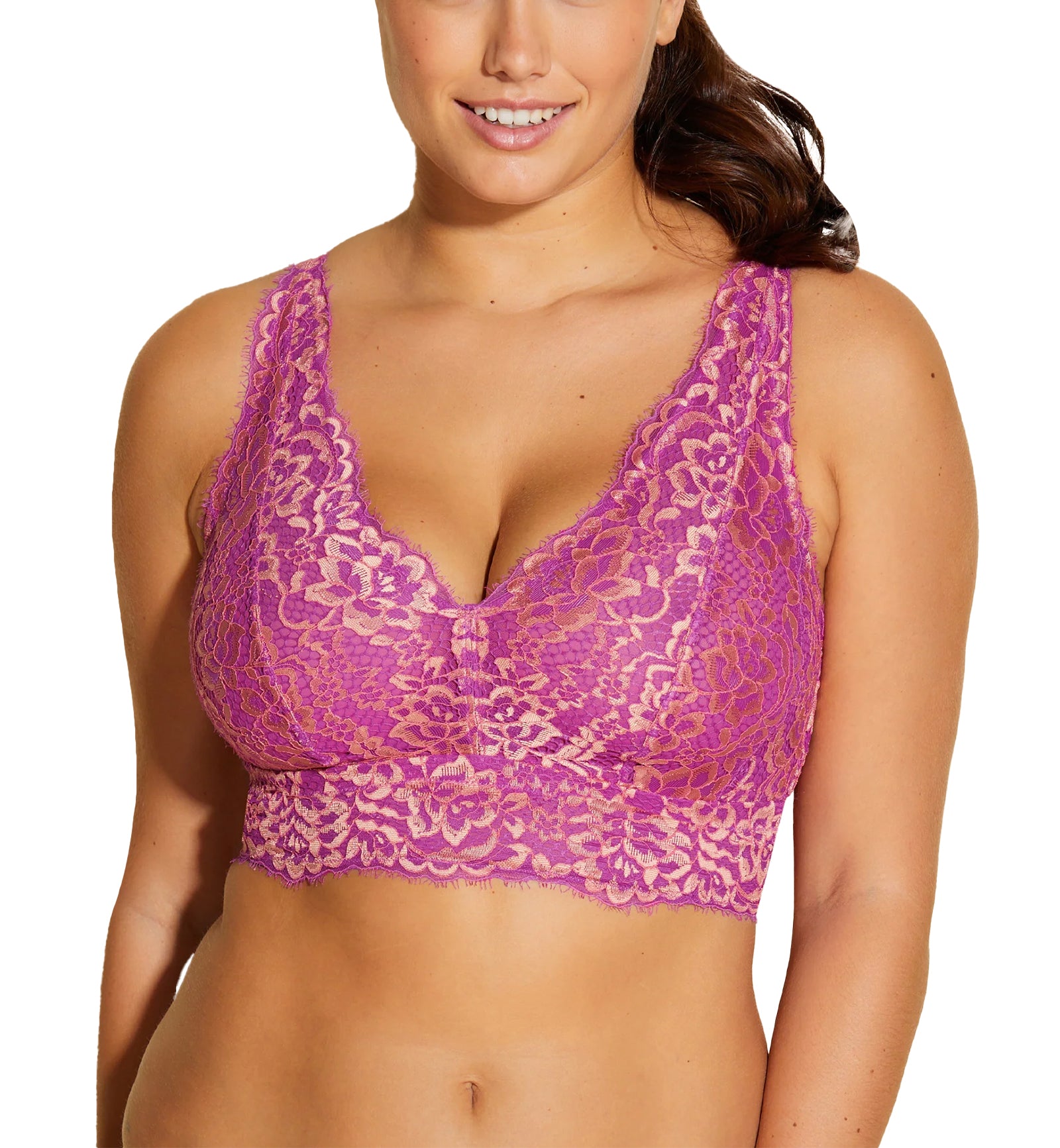 Cosabella Pret-A-Porter CURVY Longline Bralette (PRETA1383),XS,Cape Fuchsia/Rampur Sunset - Cape Fuchsia/Rampur Sunset,XS