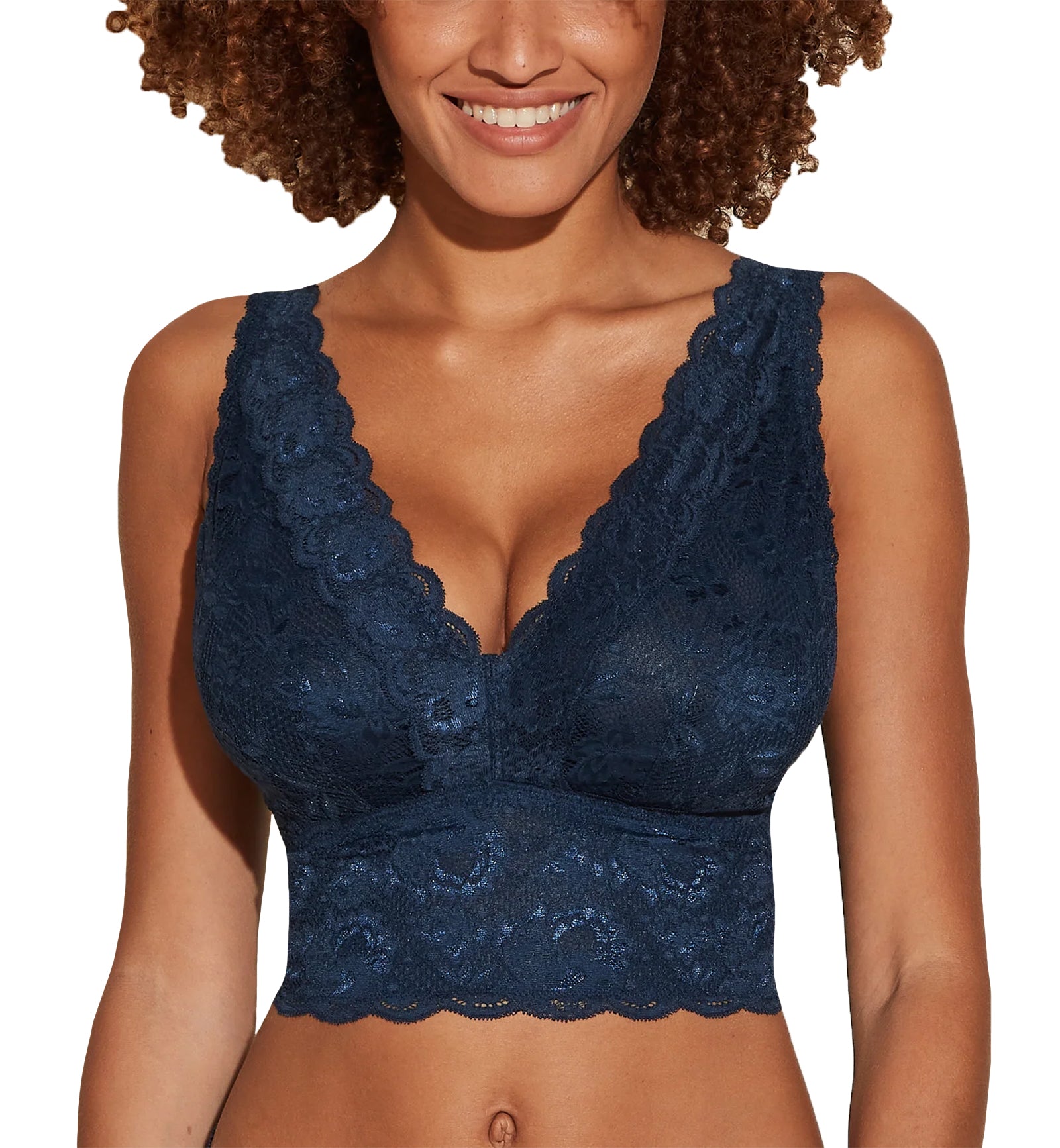 Cosabella NSN CURVY Plungie Longline Bralette (NEVER1385),XS,Navy Blue - Navy Blue,XS