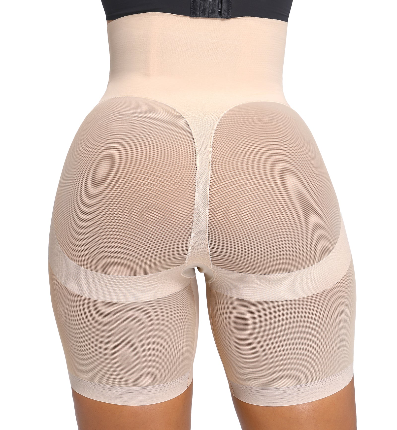 SHAPELLX BOOT-YEAH MeshSmooth High-Waisted Mid Thigh Short (MT240092),XS,Beige - Beige,XS