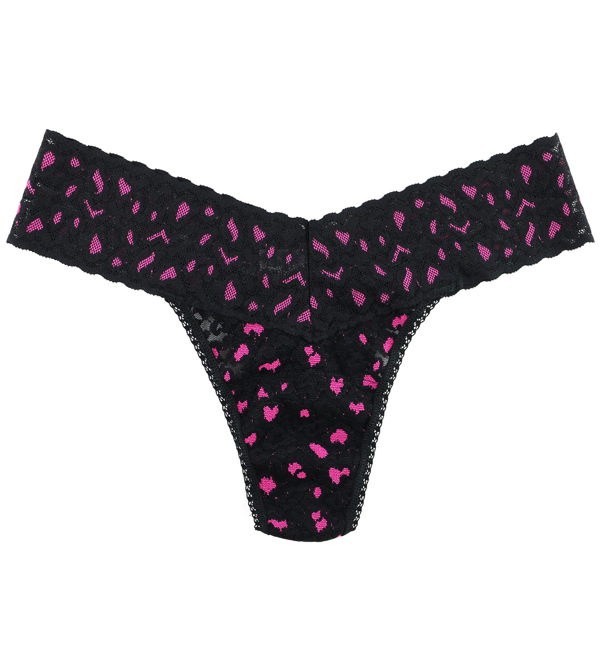Hanky Panky Cross Dyed Leopard Low Rise Thong (7J1051P),Black/Tulip Pink - Black/Tulip Pink,One Size