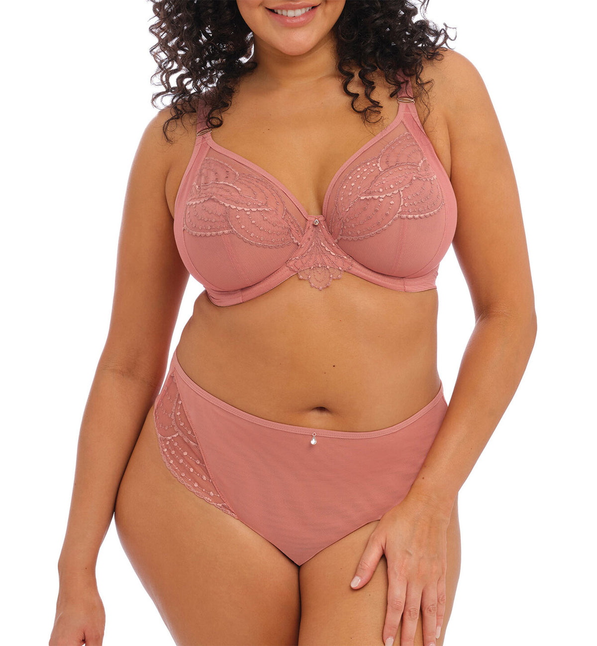 Elomi Priya Brazilian Panty (4557),Large,Rosegold - Rosegold,Large