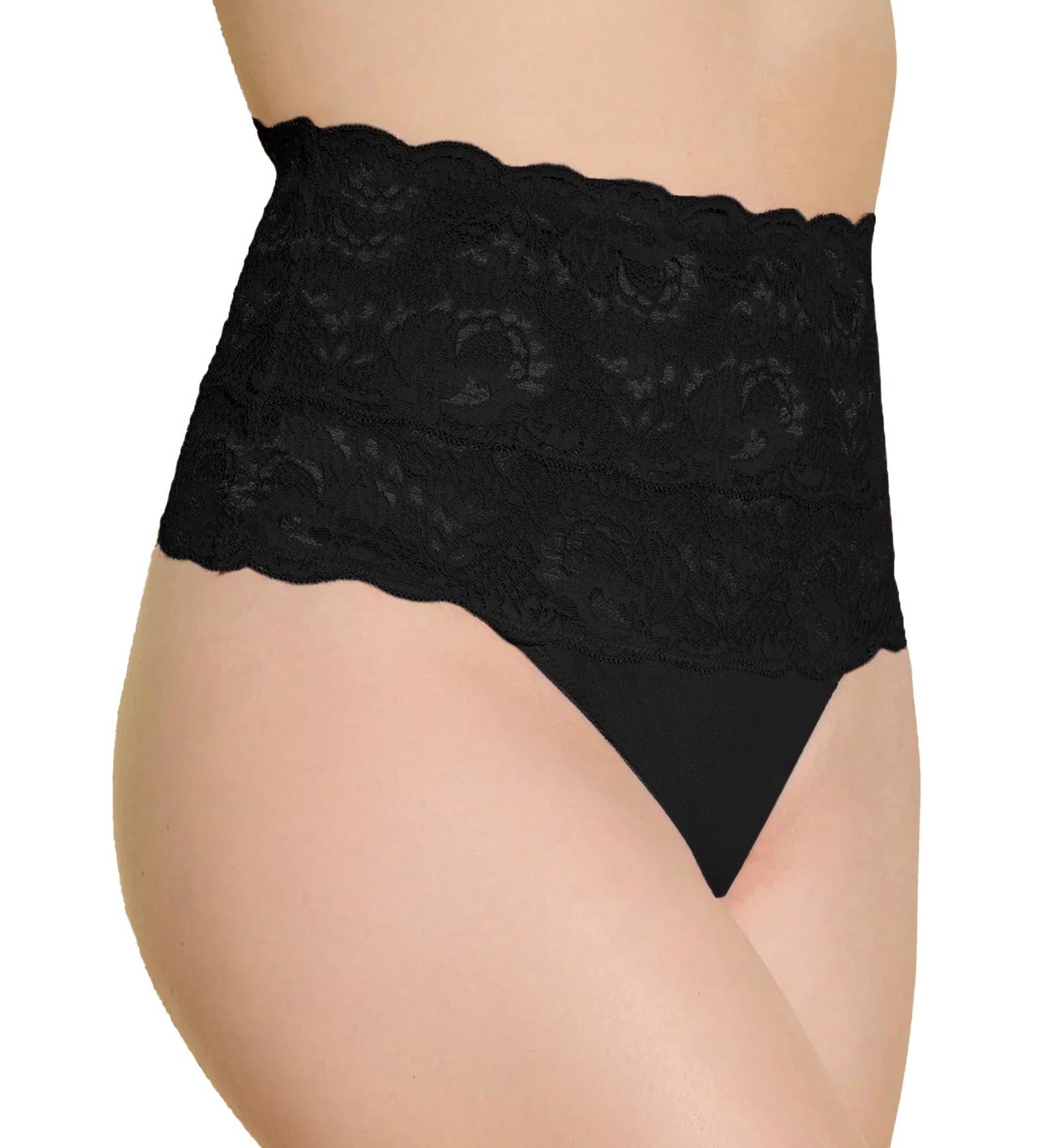 Cosabella Never Say Never Sexy High Waisted Shaper Thong (NEVES03),P,Black - Black,Petite