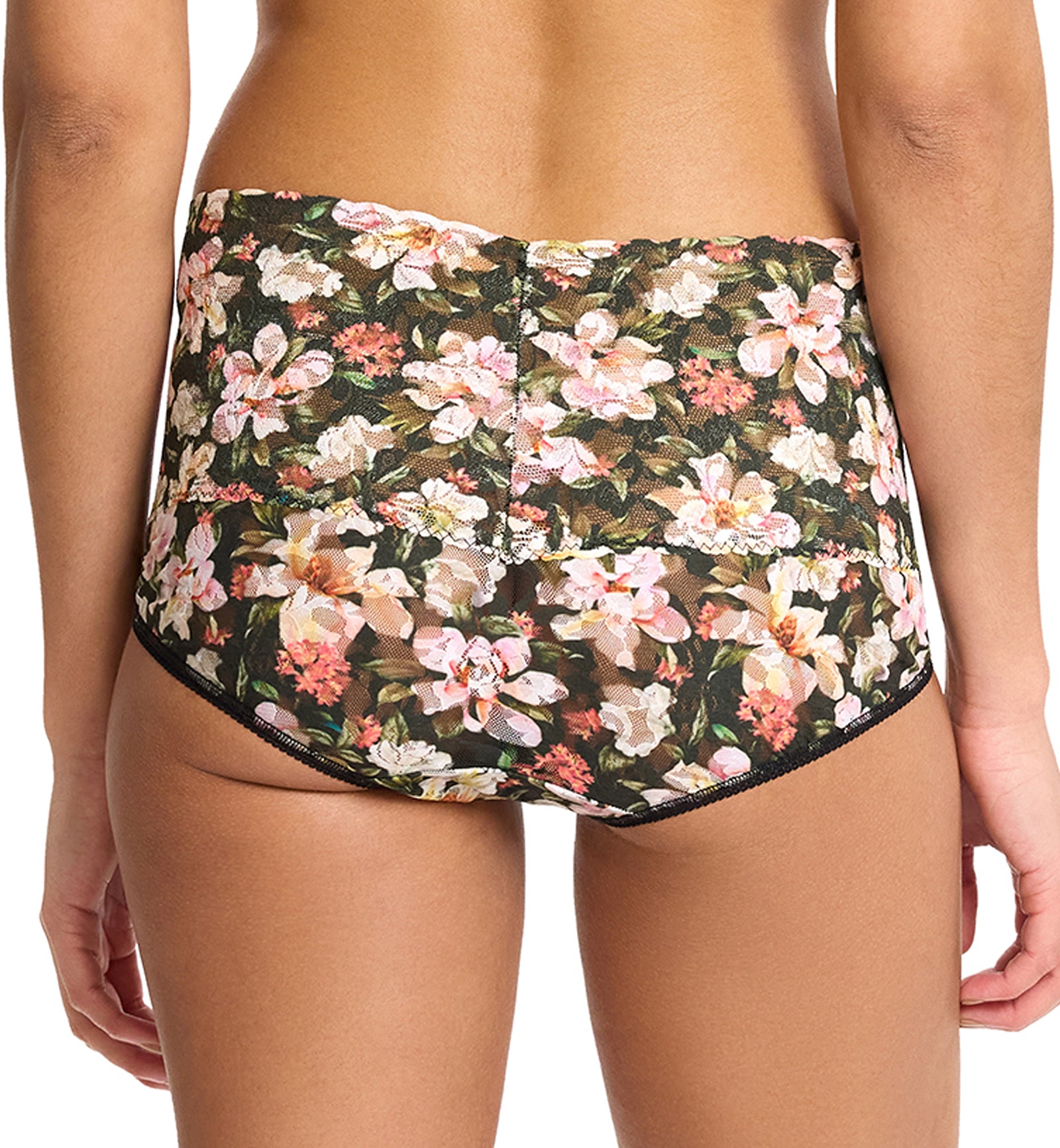 Hanky Panky Retro Lace Printed V-kini (PR9K2124),Small,Dark Room Blooms - Dark Room Blooms,Small