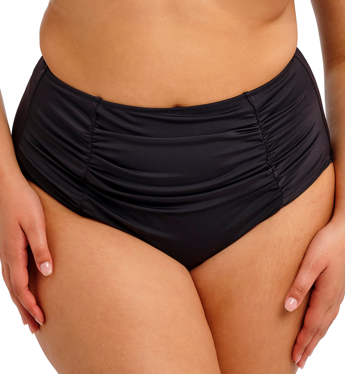 Elomi Plain Sailing Gathered Full Bikini Brief (ES7286),UK 12,Black - Black,UK 12