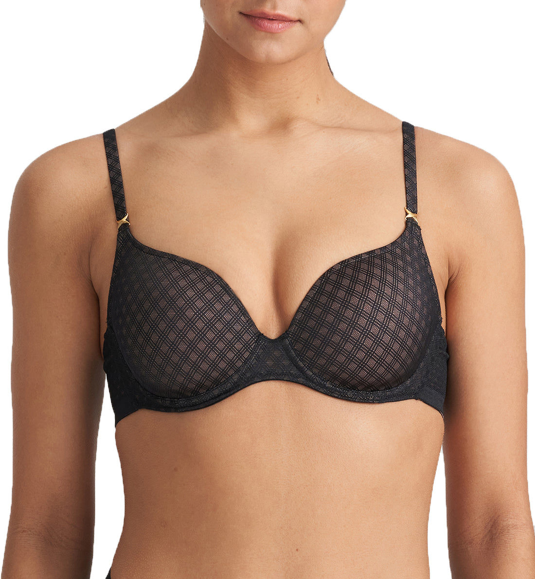 Marie Jo Channing Heart Shape Padded Underwire Bra (0122246),32C,Black - Black,32C