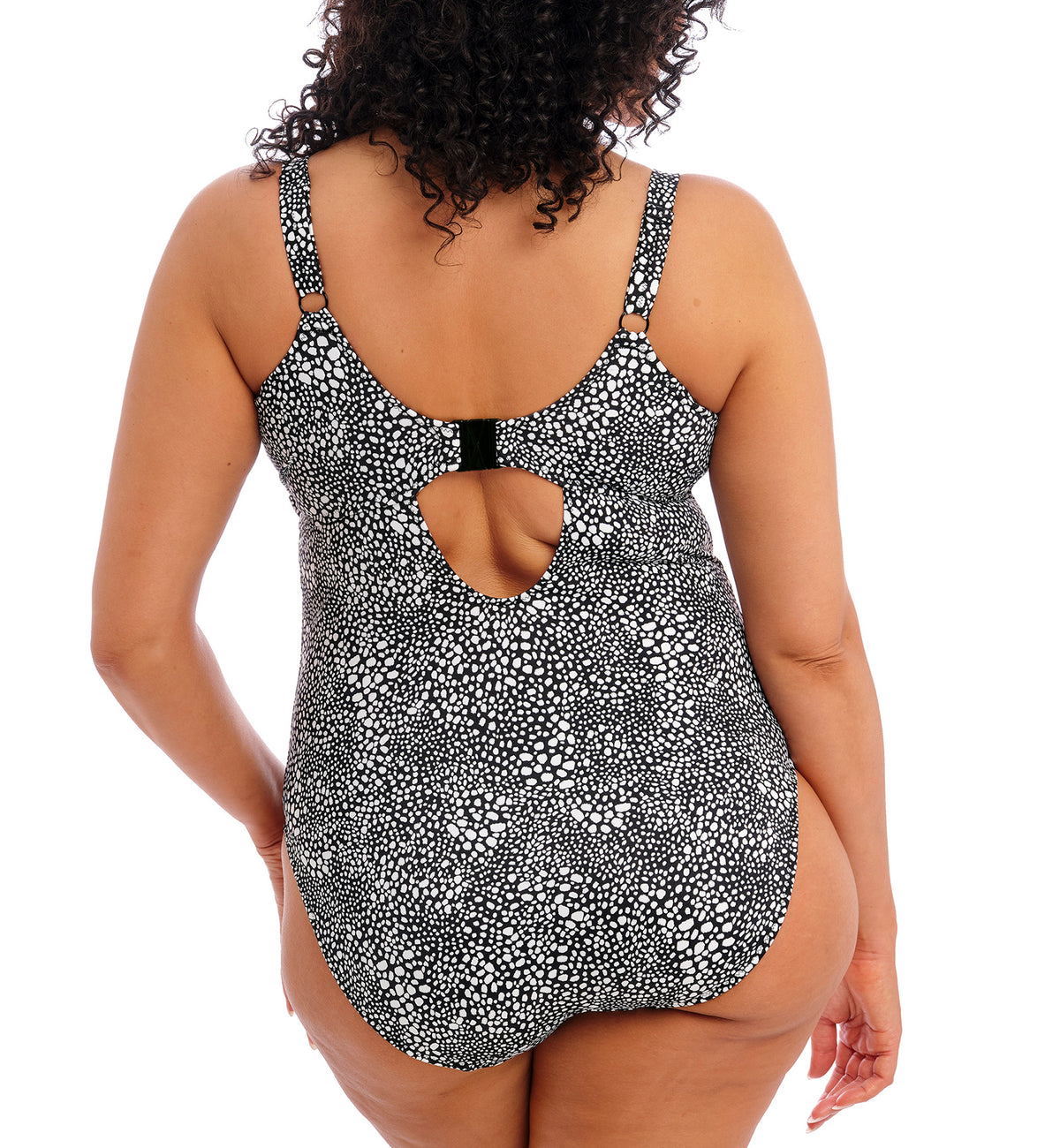 Elomi Pebble Cove Plunge Non Wire One Piece Swimsuit (ES801143),36F,Black - Black,36F