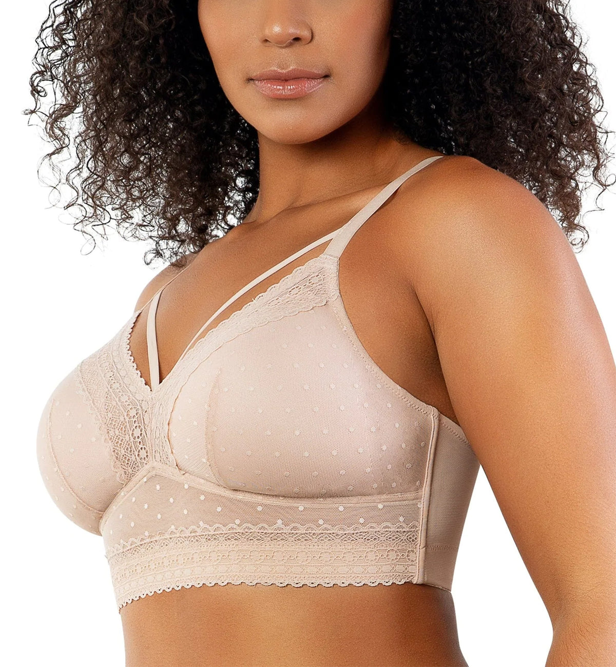 Parfait Mia Dot Wire-Free Padded Mesh Bralette (P6011),30D,Cameo Rose - Cameo Rose,30D