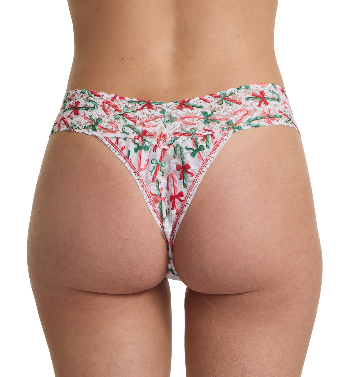 Hanky Panky Signature Lace Printed Original Rise Thong (PR4811P),Candy Cane Delight - Candy Cane Delight,One Size