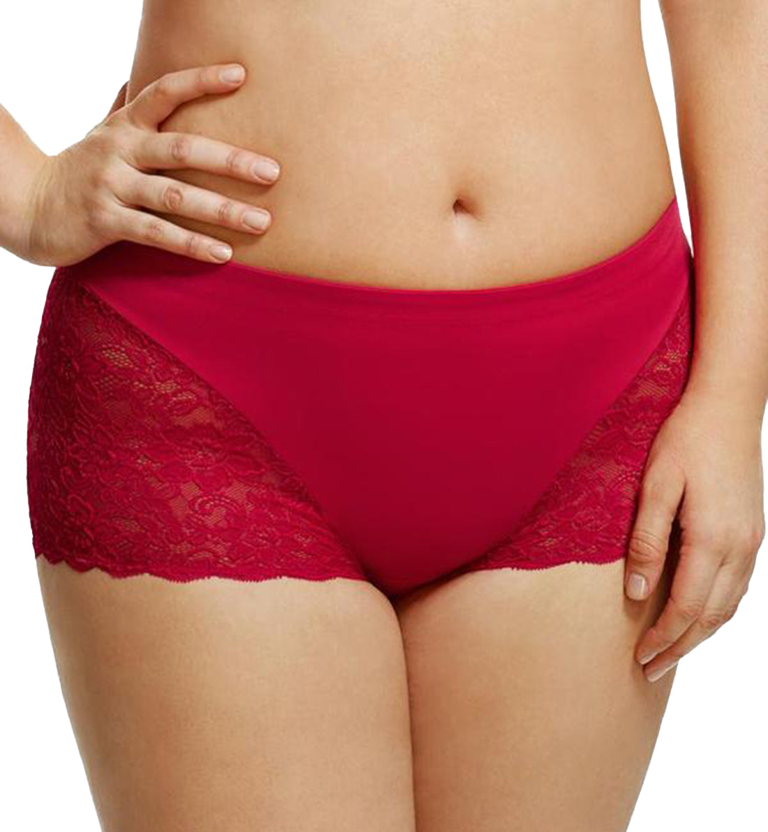 Elila Stretch Lace Cheeky Full Panty (3311),Medium,Red - Red,Medium