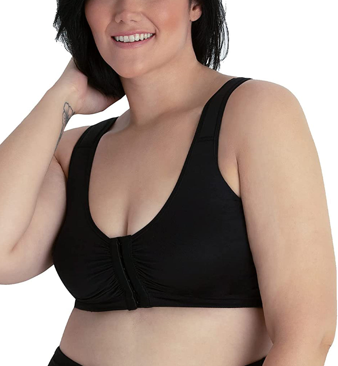Leading Lady Laurel Seamless Comfort Front Closure Bra (119),Medium,Black Onyx - Black Onyx,Medium