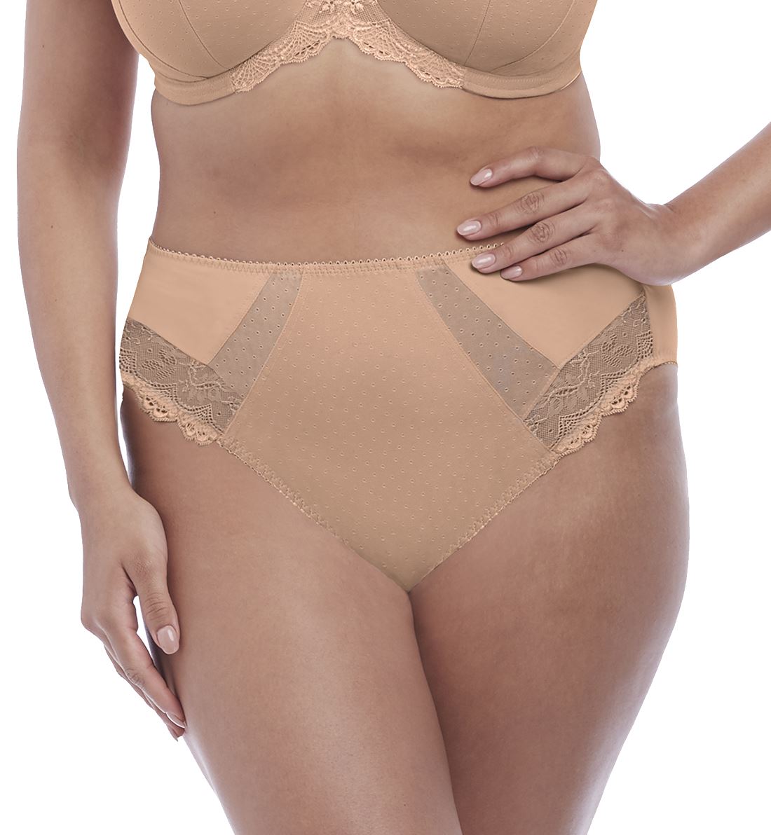 Elomi Meredith High Leg Panty Brief (4445),Large,Sahara - Sahara,Large