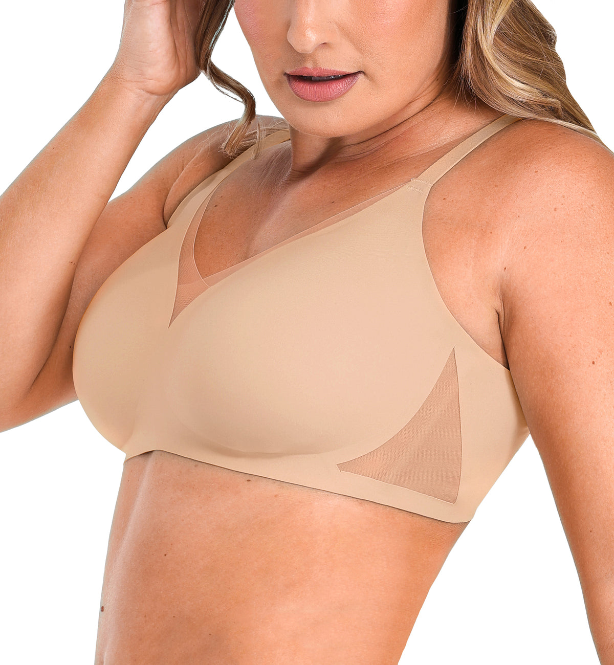 SHAPELLX Inner Armor Contour True Support Bra Ample D+ Cup (NY250010),Small,Beige - Beige,Small