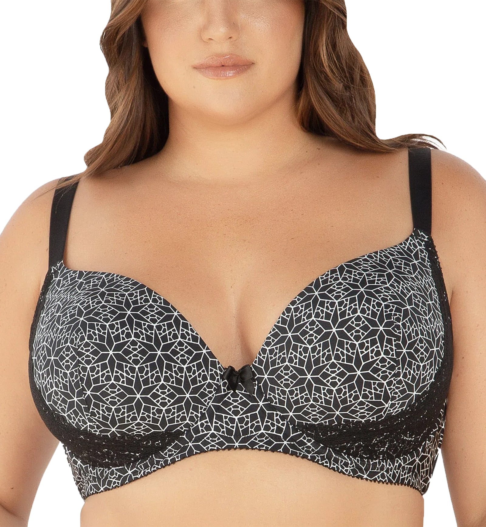 Parfait Casey Molded Plunge Underwire Bra (28013),30E,Black Mosaic - Black Mosaic,30E