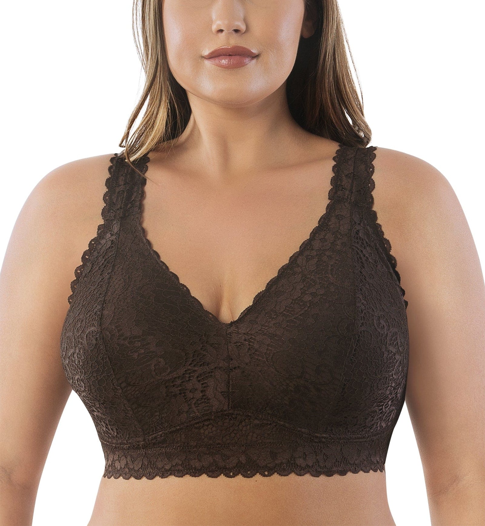 Parfait Adriana Banded Stretch Lace Wireless Bralette (P5482),30D,Deep Nude - Deep Nude,30D