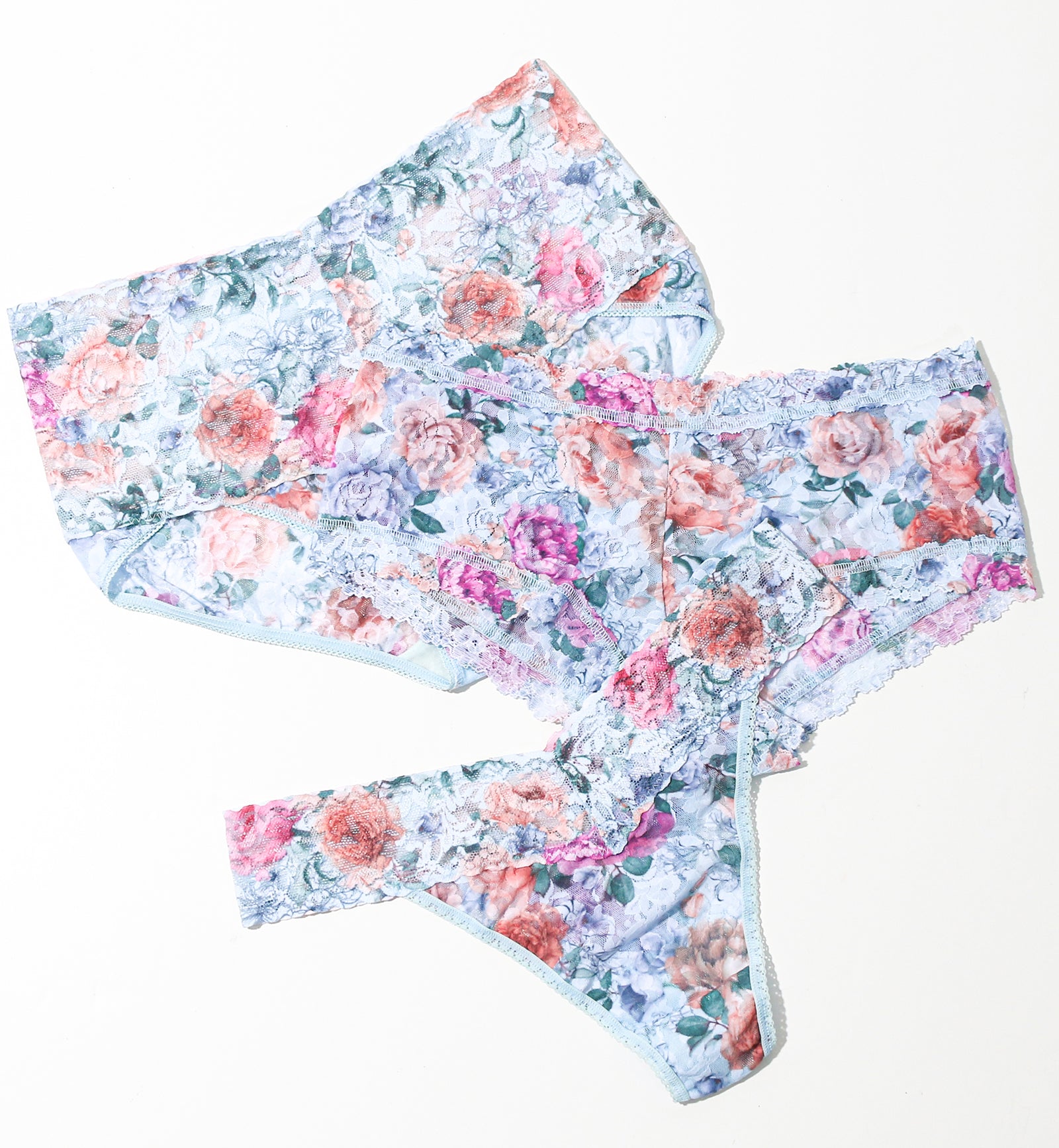 Hanky Panky Plus Size Printed Retro Lace V-Kini (PR9K2124X),1X,Tea for Two - Tea for Two,1X